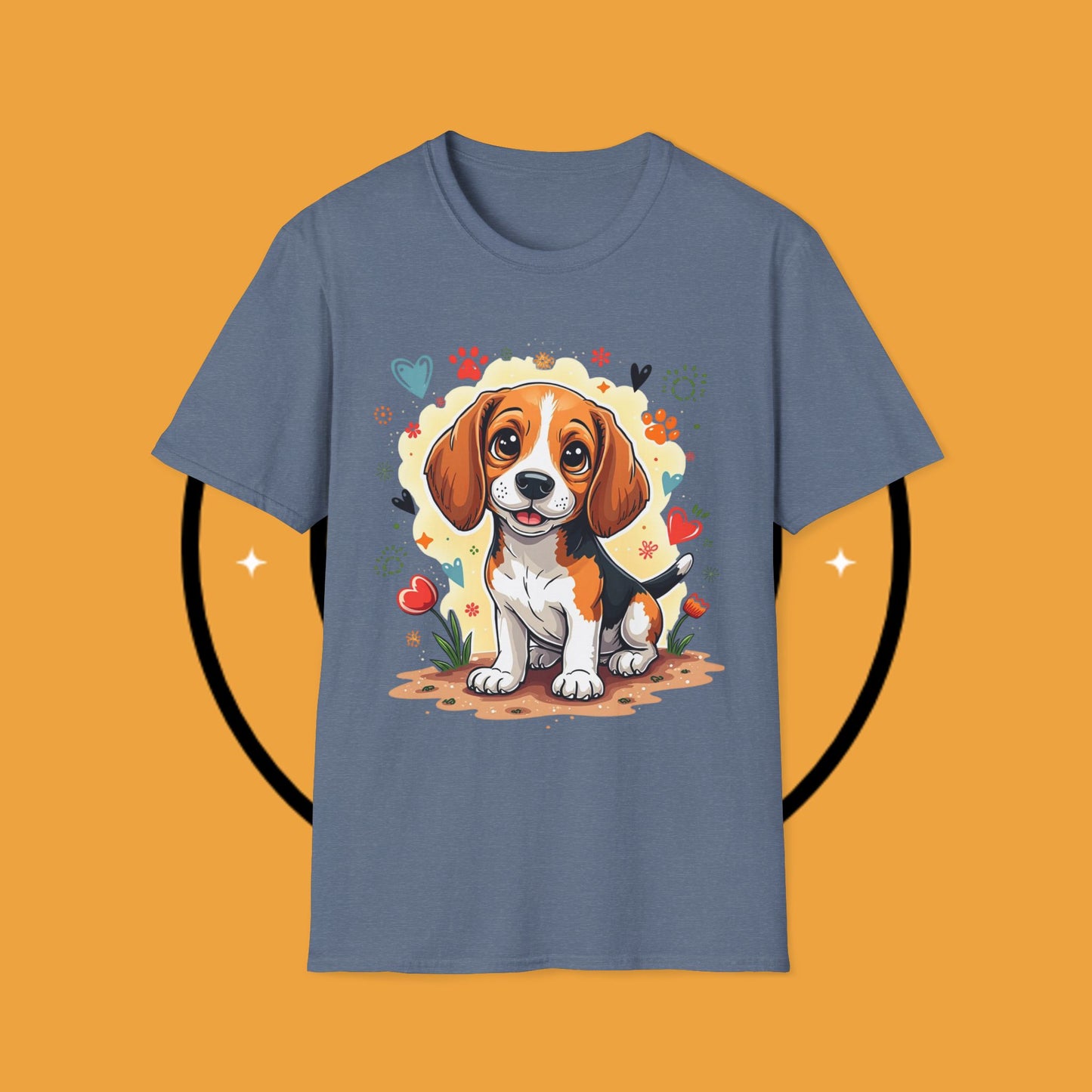 Adorable Beagle Puppy with Hearts & Paws T-Shirt - Cute Dog Love Design Graphic Tee