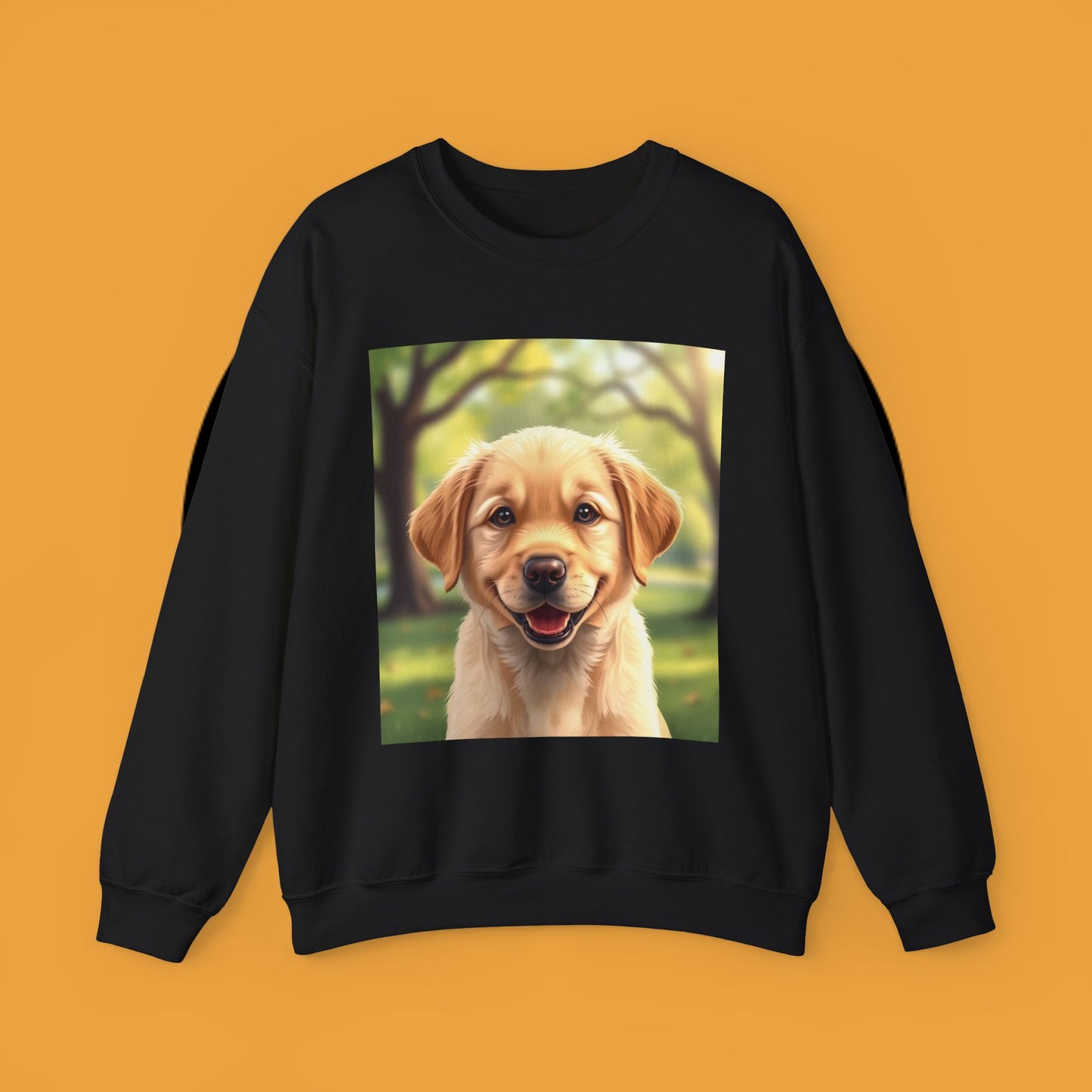 Crewneck Sweatshirt - Adorable Puppy Smiling in the Park - Sweet and Happy Golden Retriever