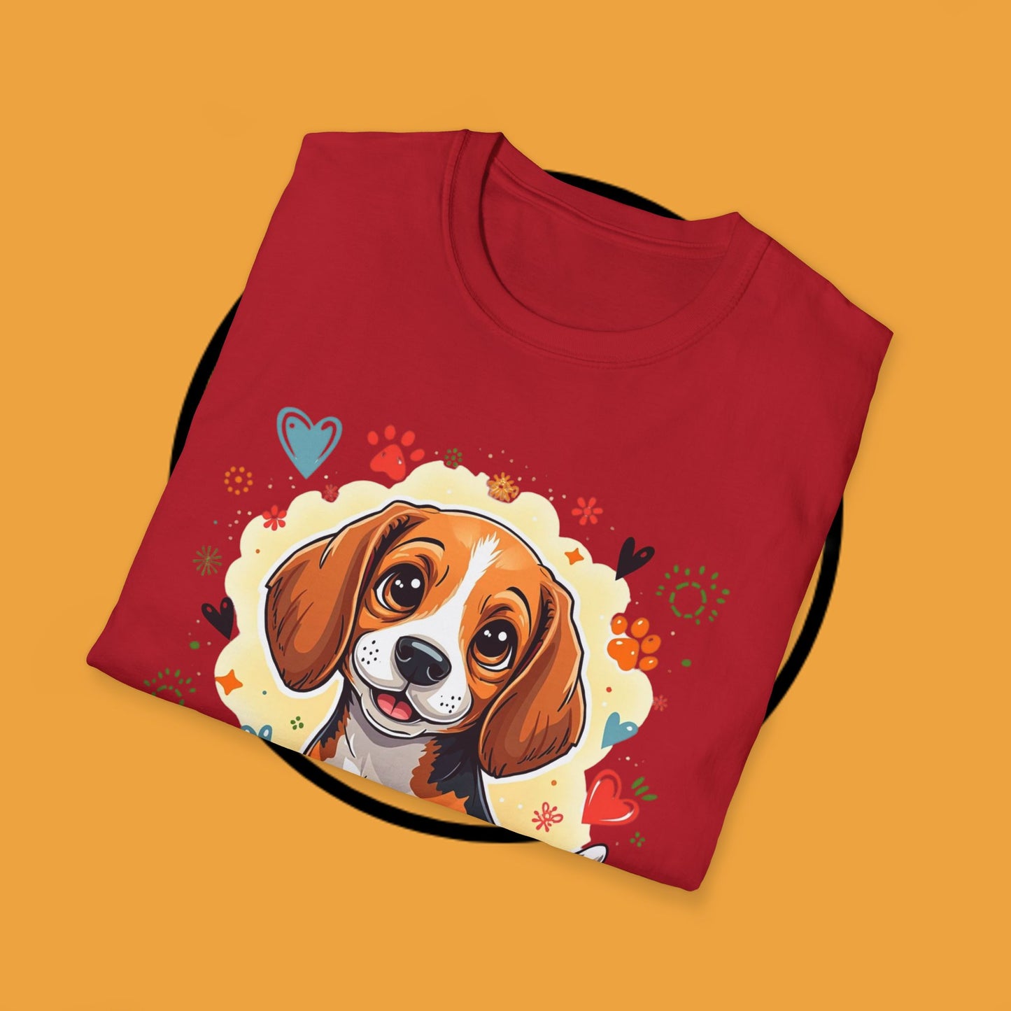 Adorable Beagle Puppy with Hearts & Paws T-Shirt - Cute Dog Love Design Graphic Tee