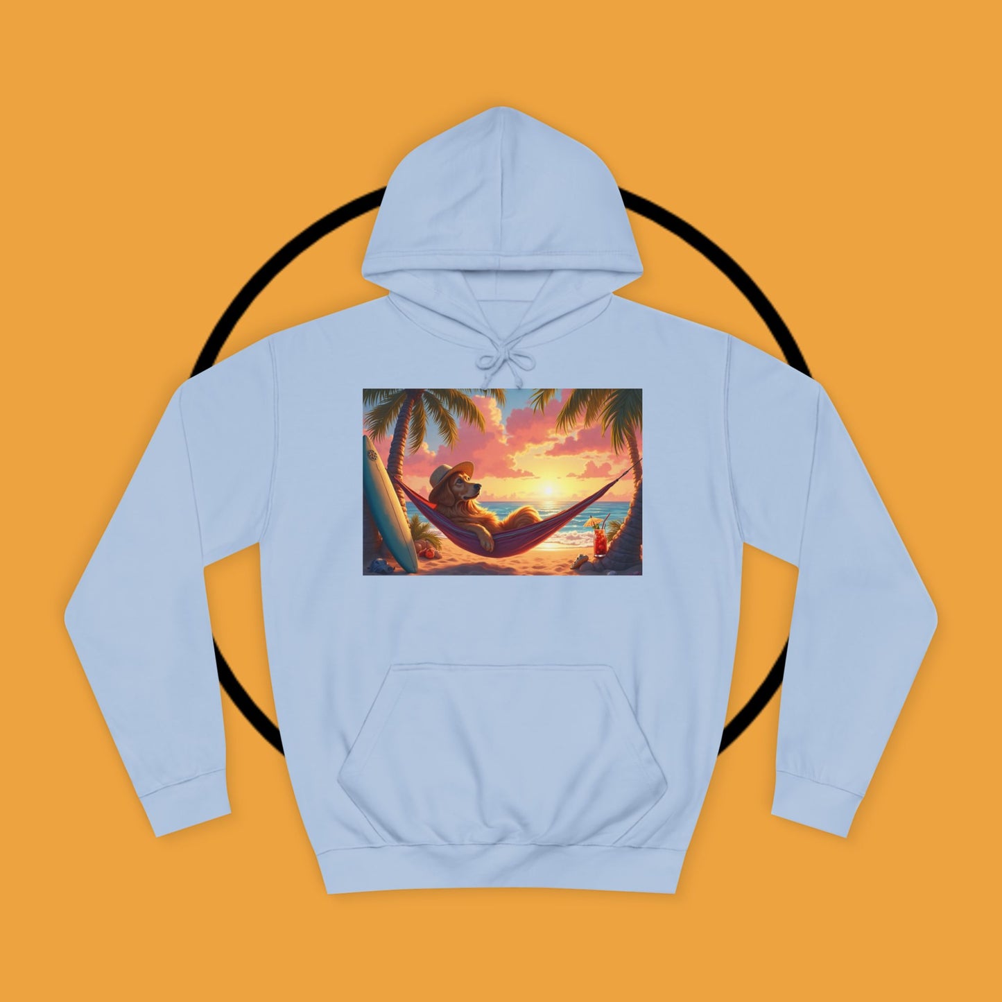 Beachside Bliss Golden Retriever Hammock Hoodie - Unisex Hoodies