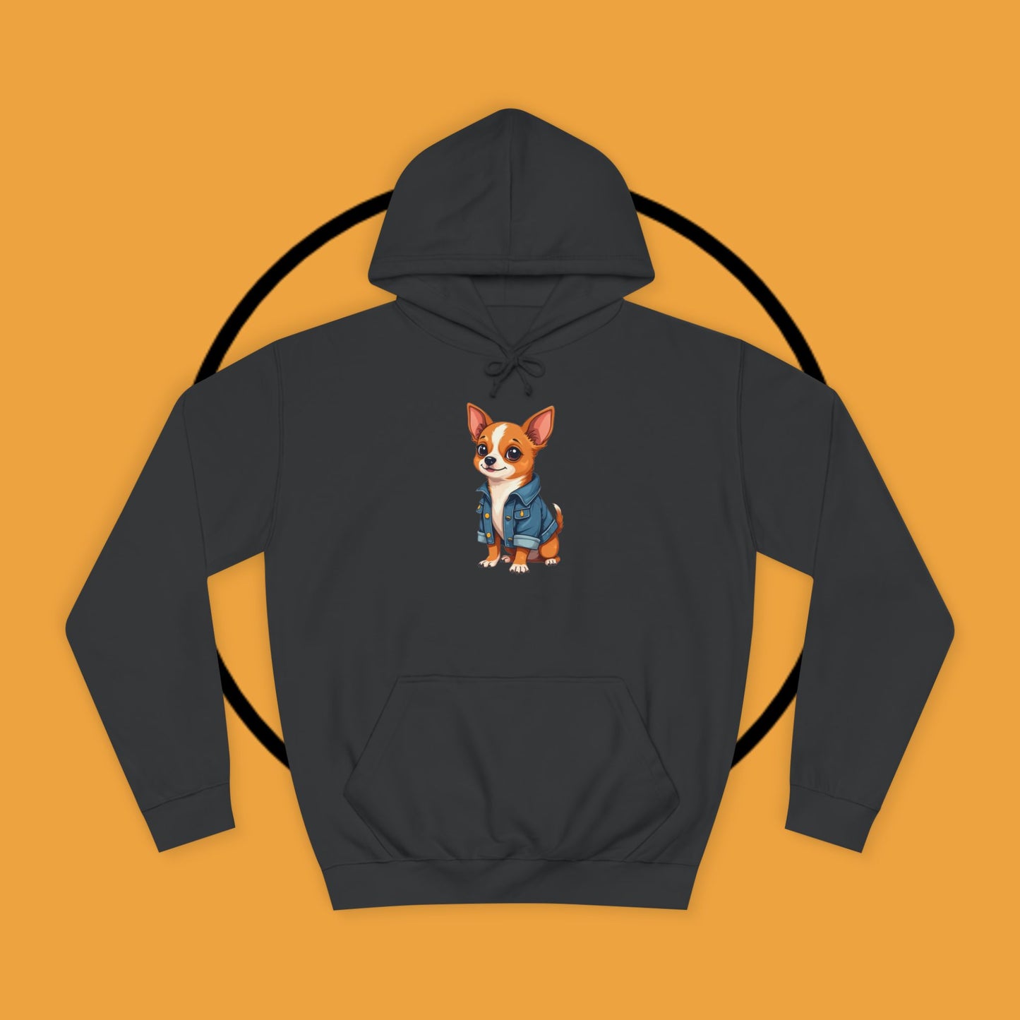 "Adorable Chihuahua in Denim Jacket Hoodie | Cute Dog Lover Gift | Premium Pet Fashion Streetwear"