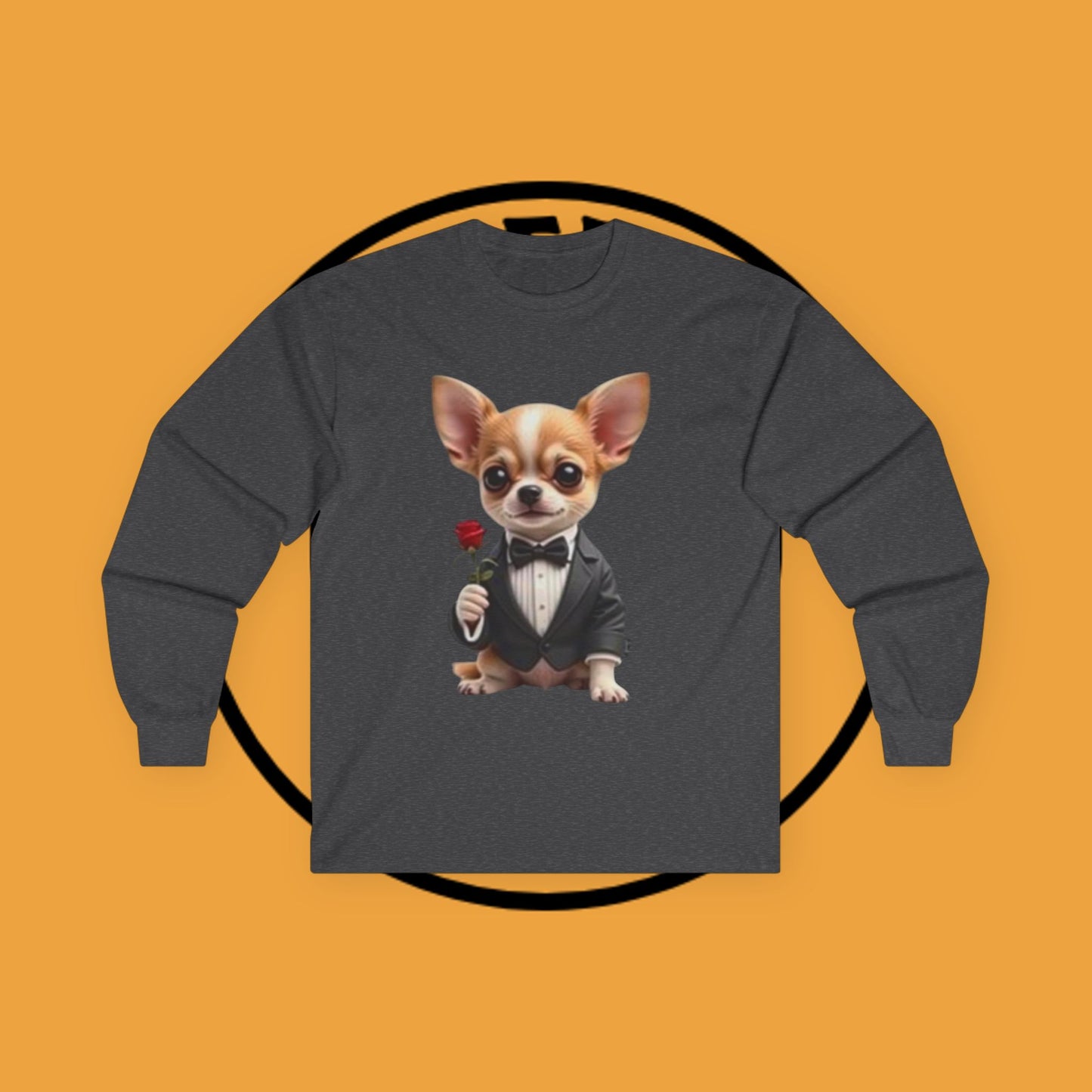 ๐น Gentleman Chihuahua Long Sleeve Tee - Dapper Dog in Tuxedo Design