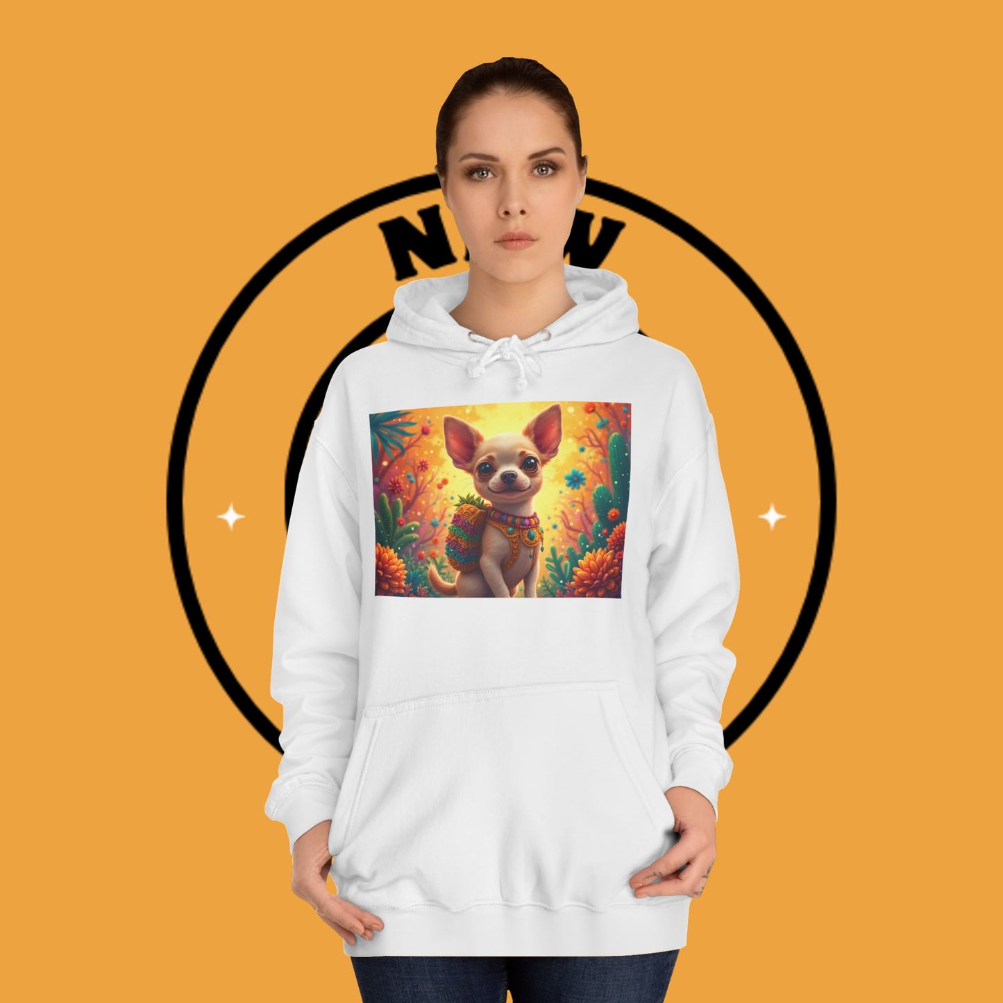 "Mexican Fiesta Chihuahua Hoodie | Day of Dead Dog Art | Colorful Desert Cactus Design | Cinco de Mayo Gift"
