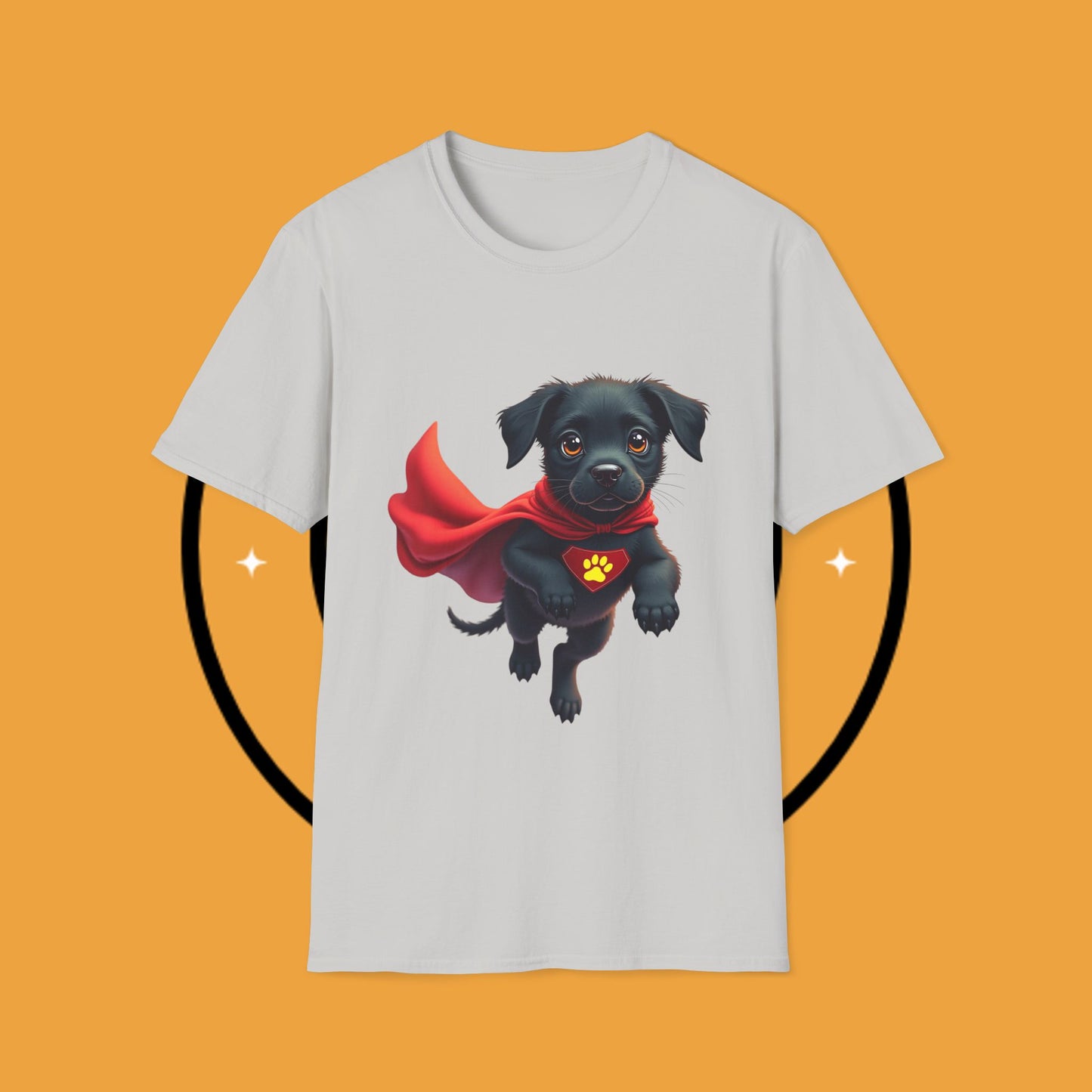 Superhero Retriever Puppy - Dog - Unisex T-Shirt Design Tiny Hero 🦸♂️ | Adorable Black Puppy Superhero T-Shirt for Canine Crusaders
