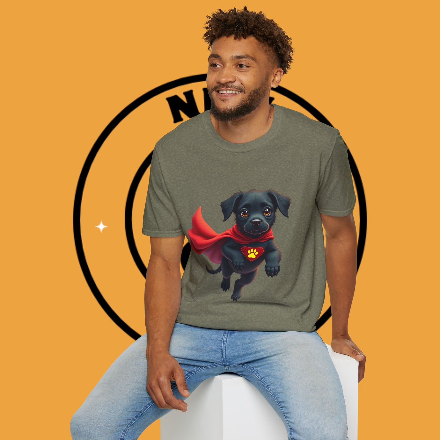 Superhero Retriever Puppy - Dog - Unisex T-Shirt Design Tiny Hero 🦸♂️ | Adorable Black Puppy Superhero T-Shirt for Canine Crusaders