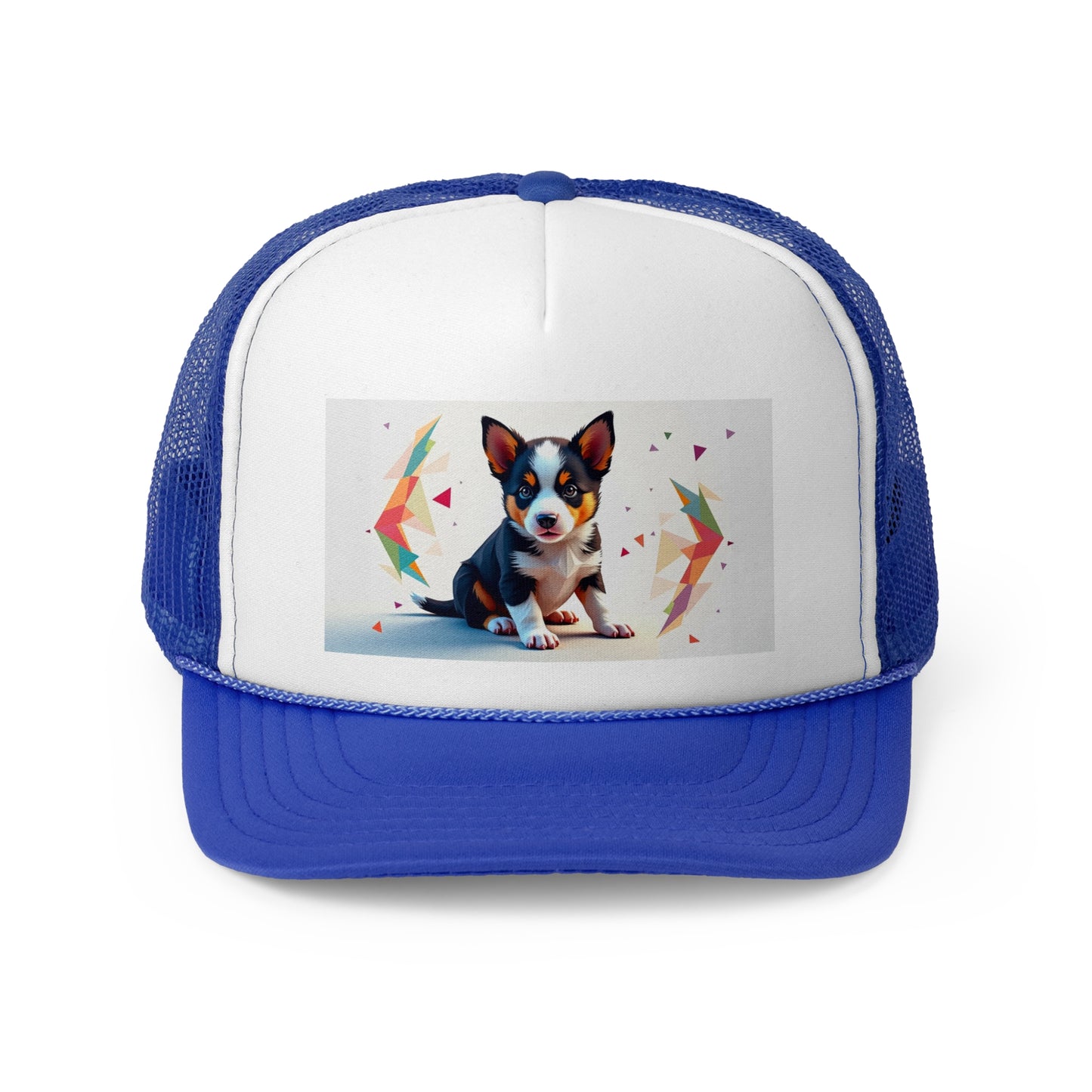 Geometric Puppy Trucker Hat - Modern Art Dog Cap - Abstract Design Baseball Hat