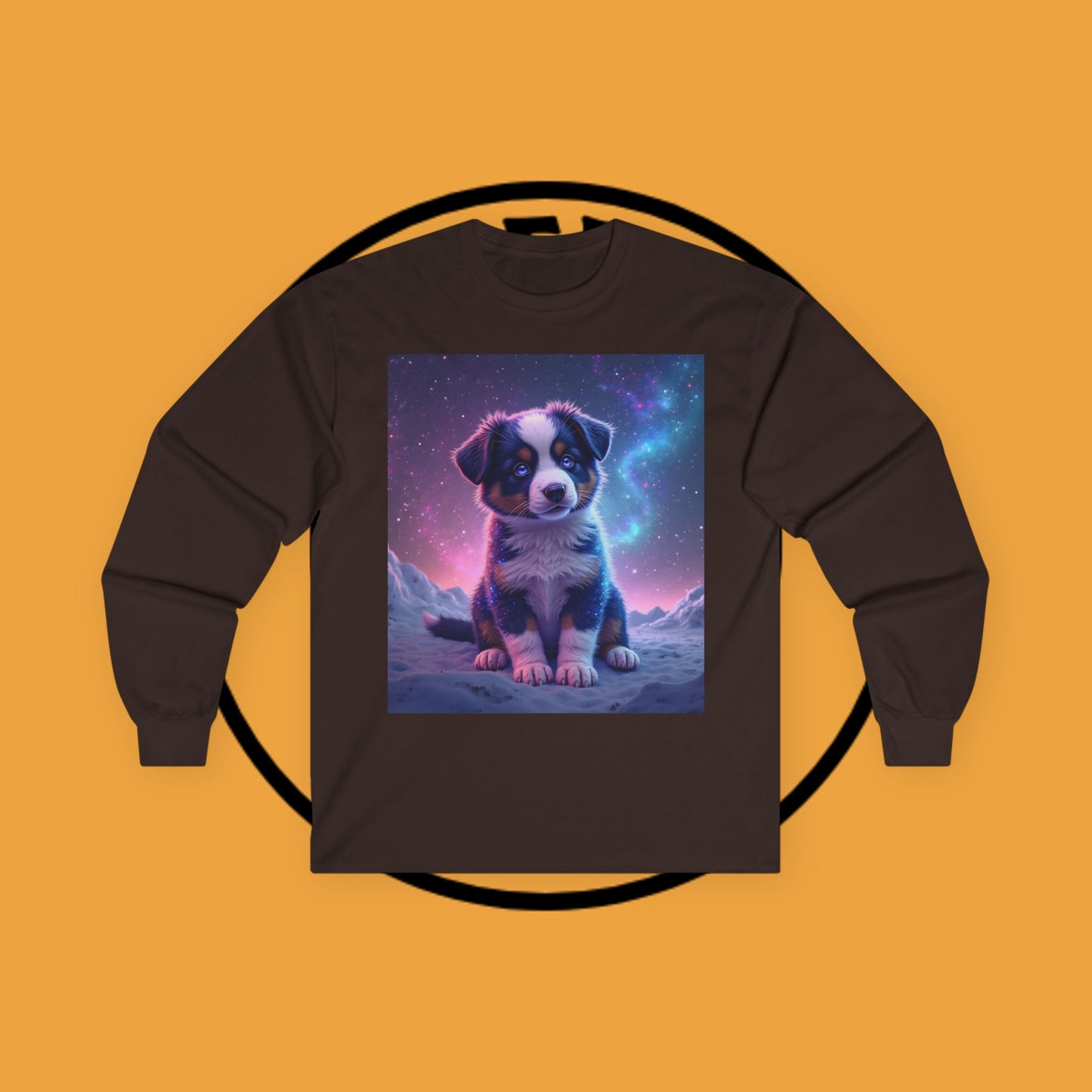 Galaxy Border Collie Puppy Long Sleeve Tee - Cosmic Dog Art Shirt | Space Pet Apparel