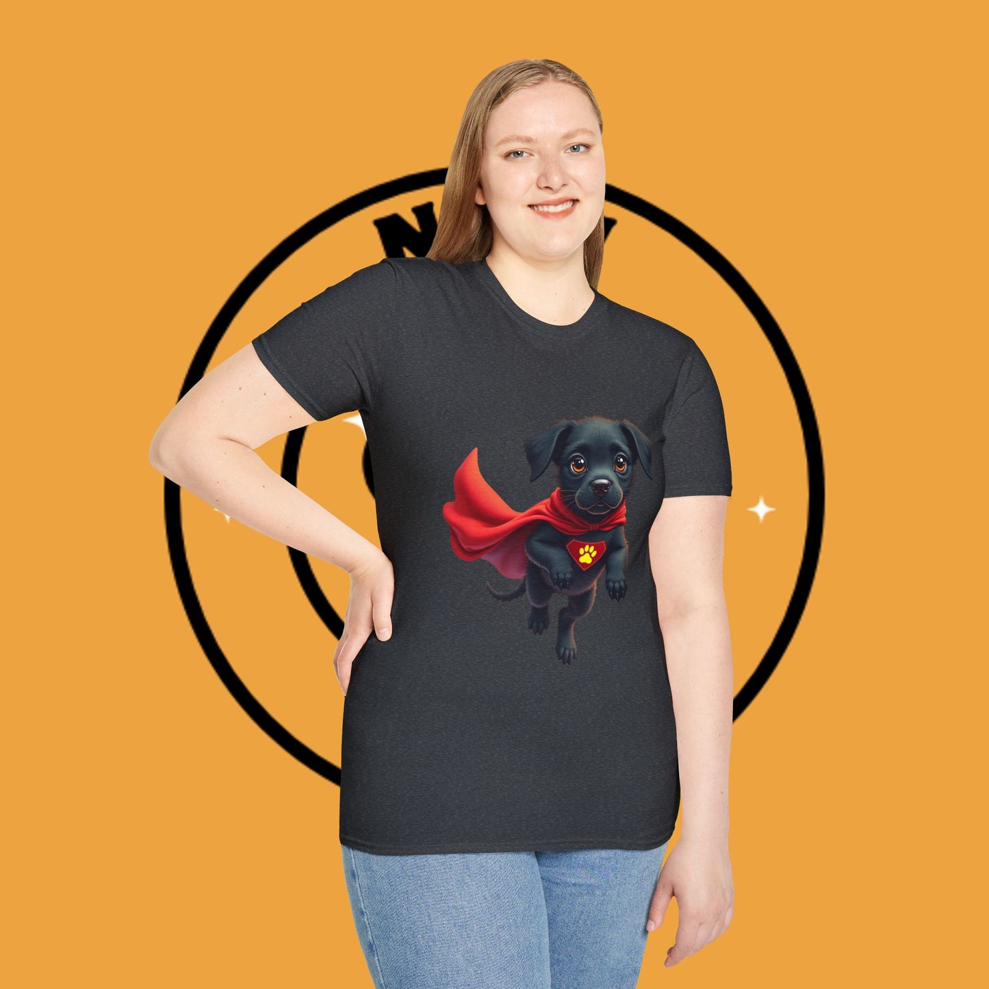 Superhero Retriever Puppy - Dog - Unisex T-Shirt Design Tiny Hero 🦸♂️ | Adorable Black Puppy Superhero T-Shirt for Canine Crusaders