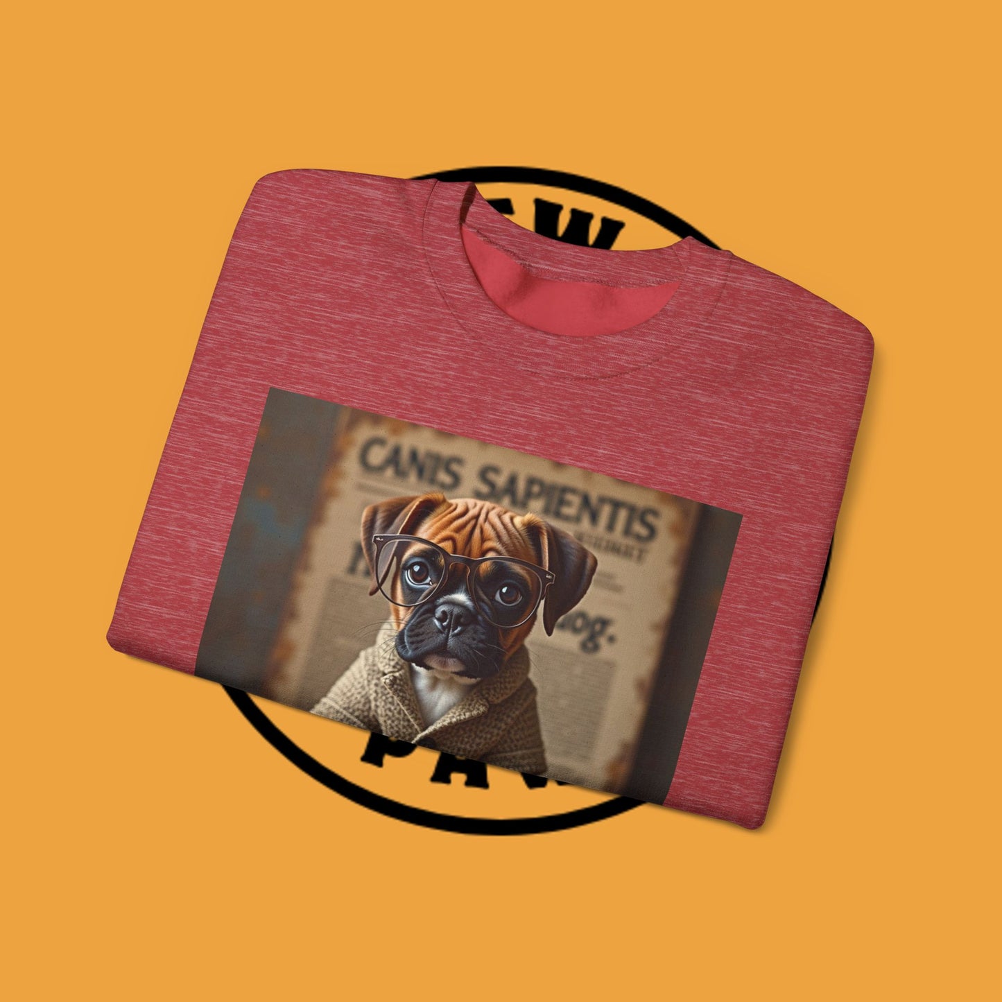 Professor Puppy Glasses Crewneck Sweatshirt - Scholarly Dog Design - Academic Pet Lover Gift