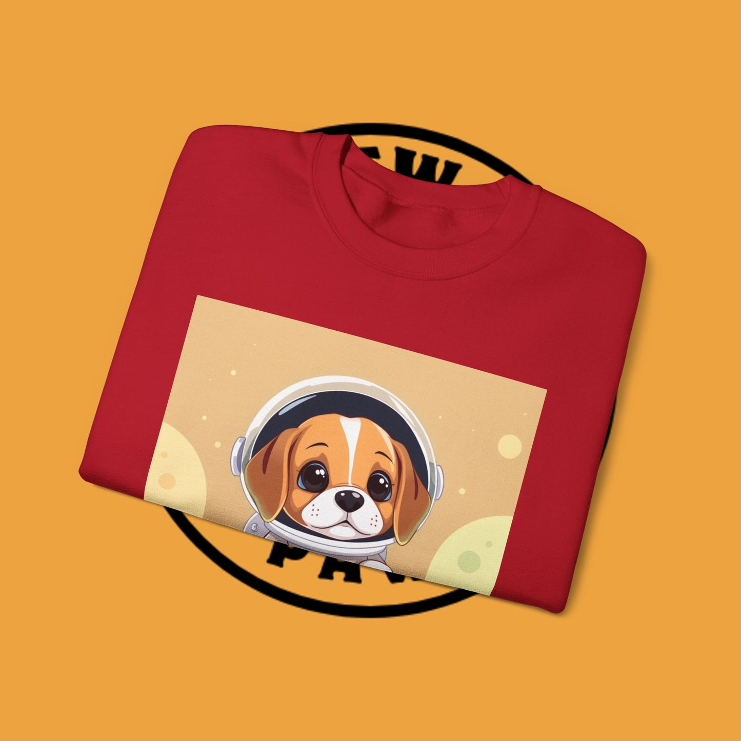 Astronaut Dog Crewneck Sweatshirt - Space Beagle Design with Helmet and Planets