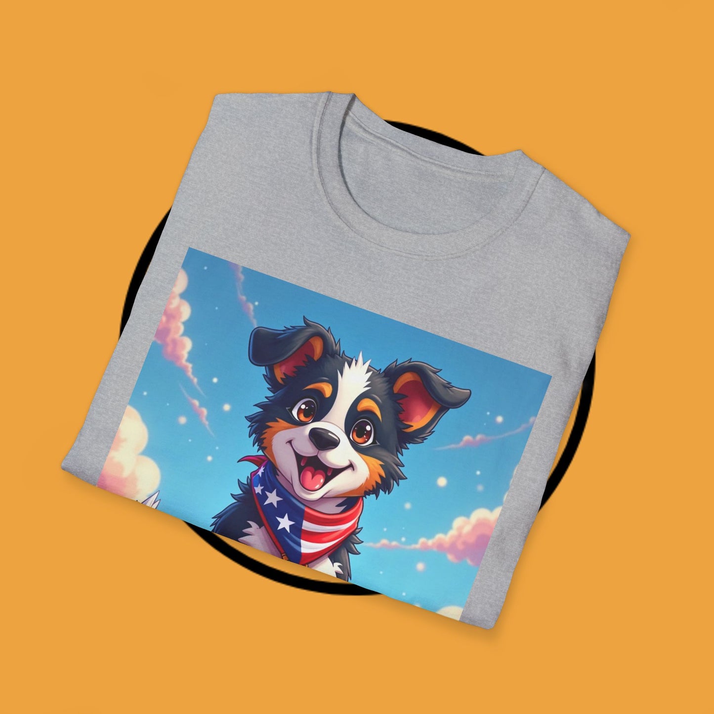 "All-American Champion Puppy" - Patriotic Hero Dog T-Shirt - Patriotic Puppy Dog T-Shirt - American Flag Bandana Champion Dog Tee | USA Pride Pet Lover Gift