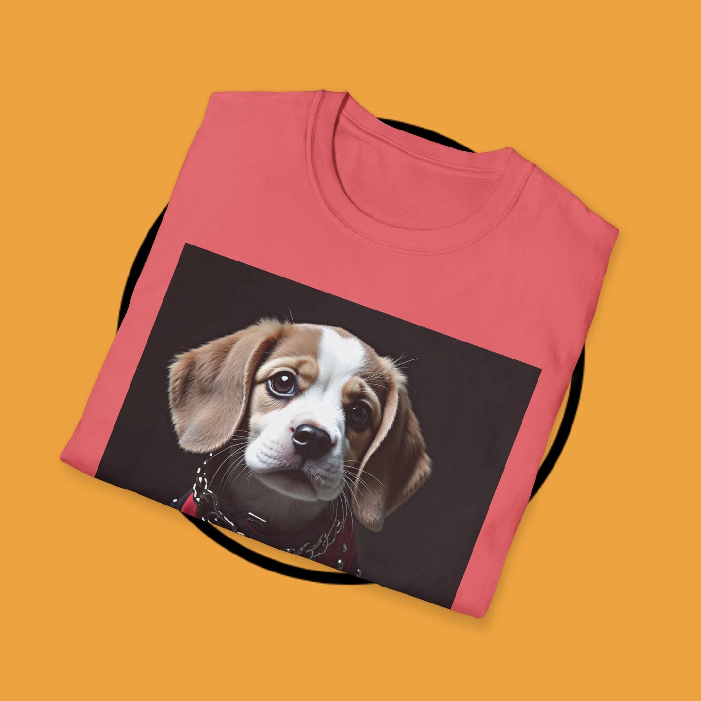 Tough Beagle Puppy T-Shirt - Rebel Dog with Leather Harness Design | Edgy Pet Lover Biker Style Tee