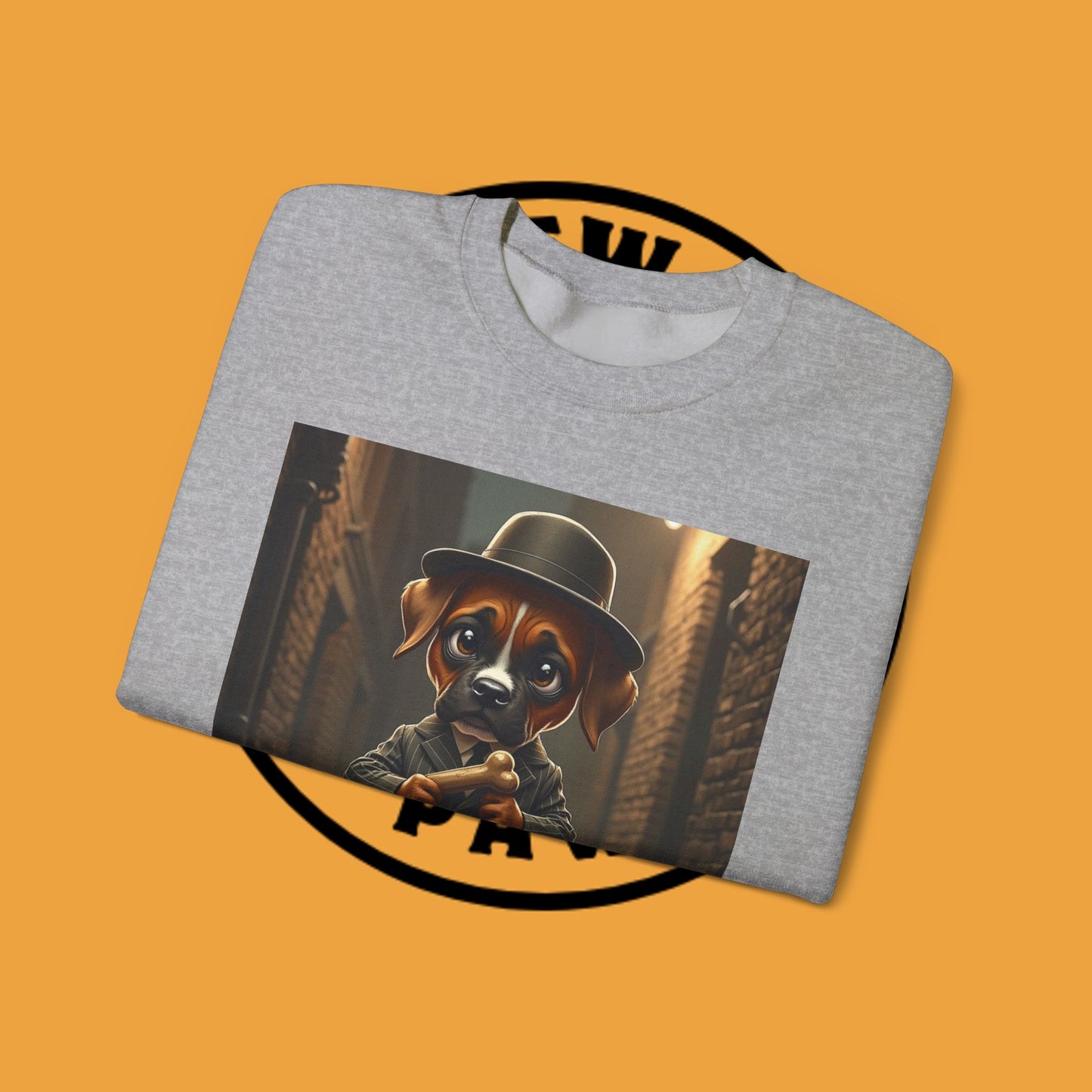 Gangster Puppy Fedora Crewneck Sweatshirt - Vintage Dog Boss Design - Retro Pet Lover Style