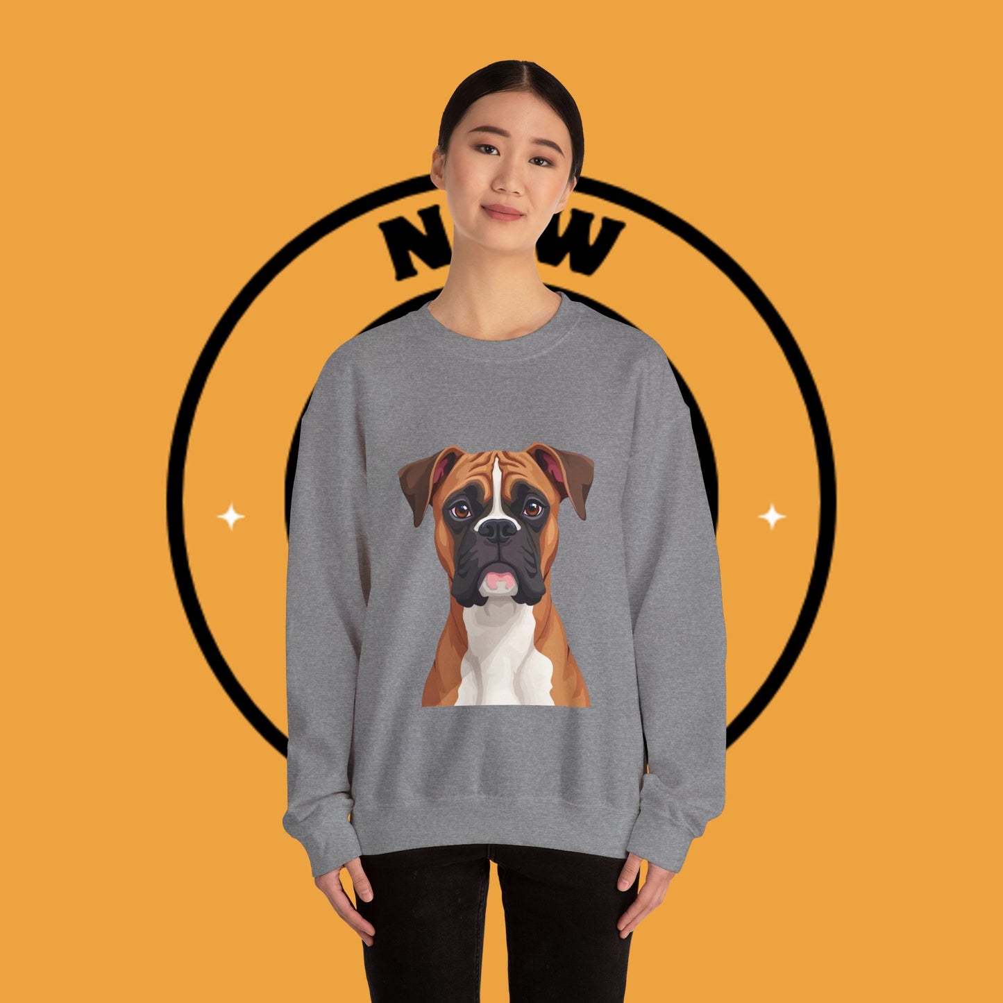 Classic Boxer Dog Portrait Crewneck Sweatshirt | Elegant Dog Lover Gift | Minimalist Boxer Art