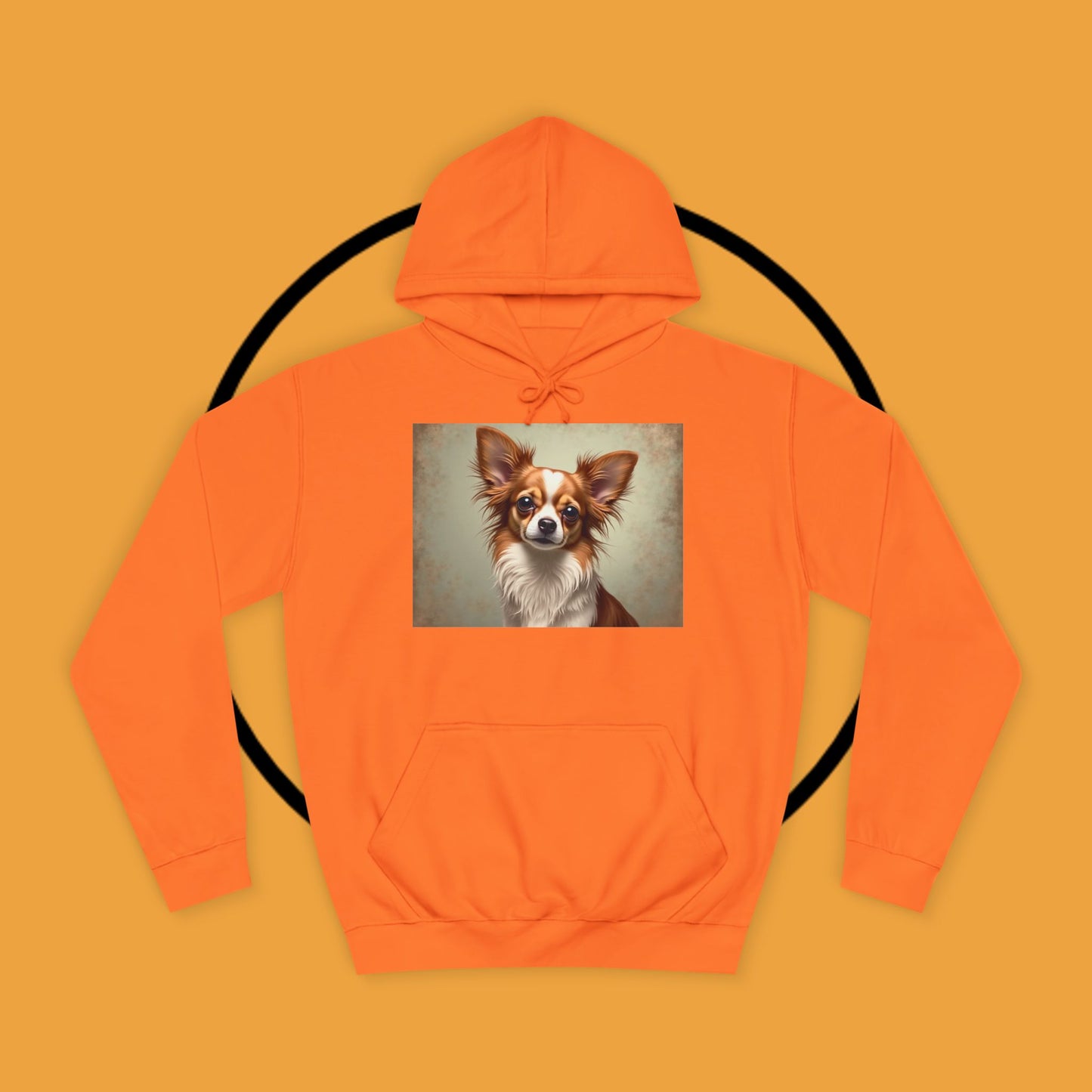 "Long Haired Chihuahua Portrait Hoodie | Elegant Pet Art | Classic Dog Painting Style | Beautiful Chihuahua Gift"