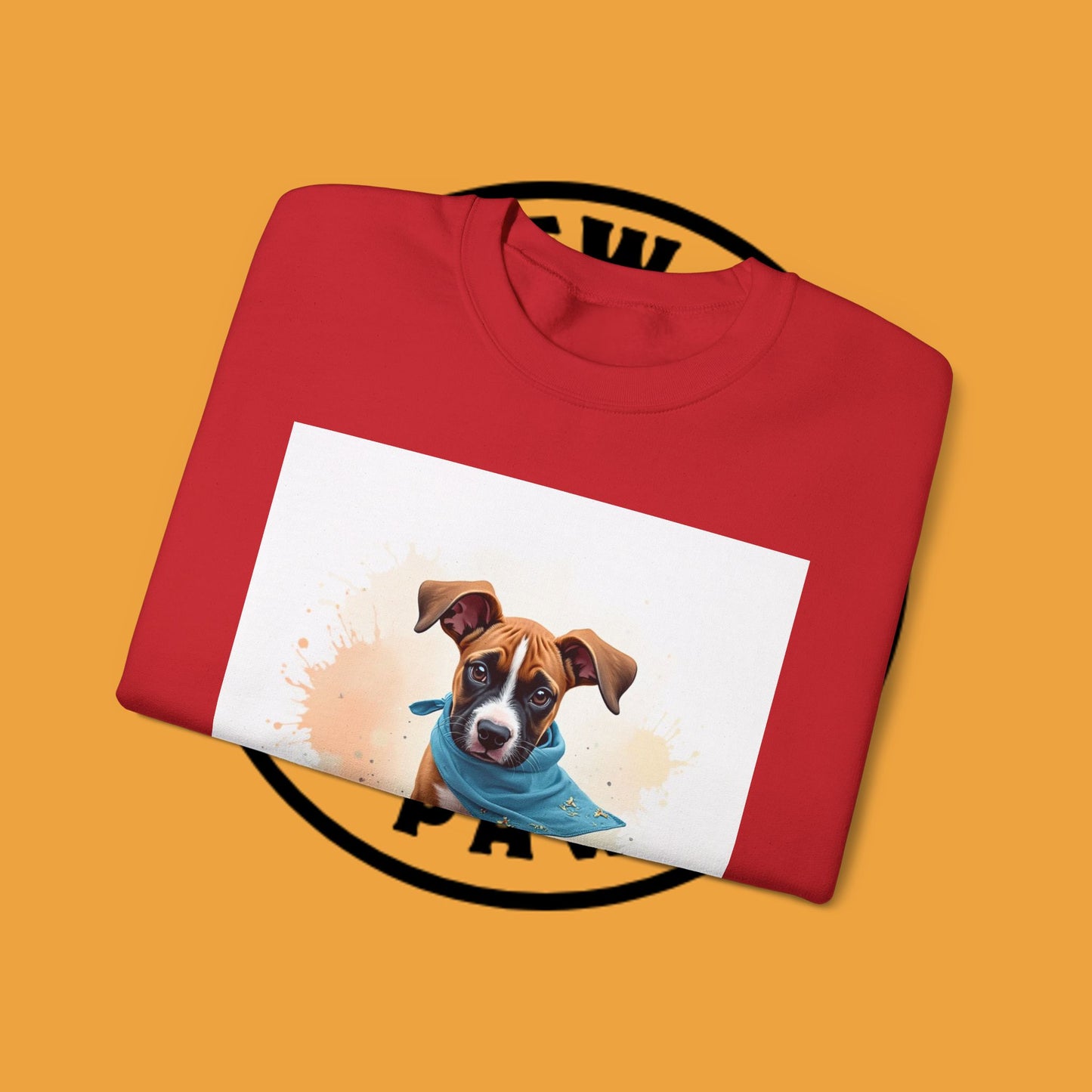 Watercolor Puppy Bandana Crewneck Sweatshirt - Artistic Dog Portrait - Unique Pet Lover Gift