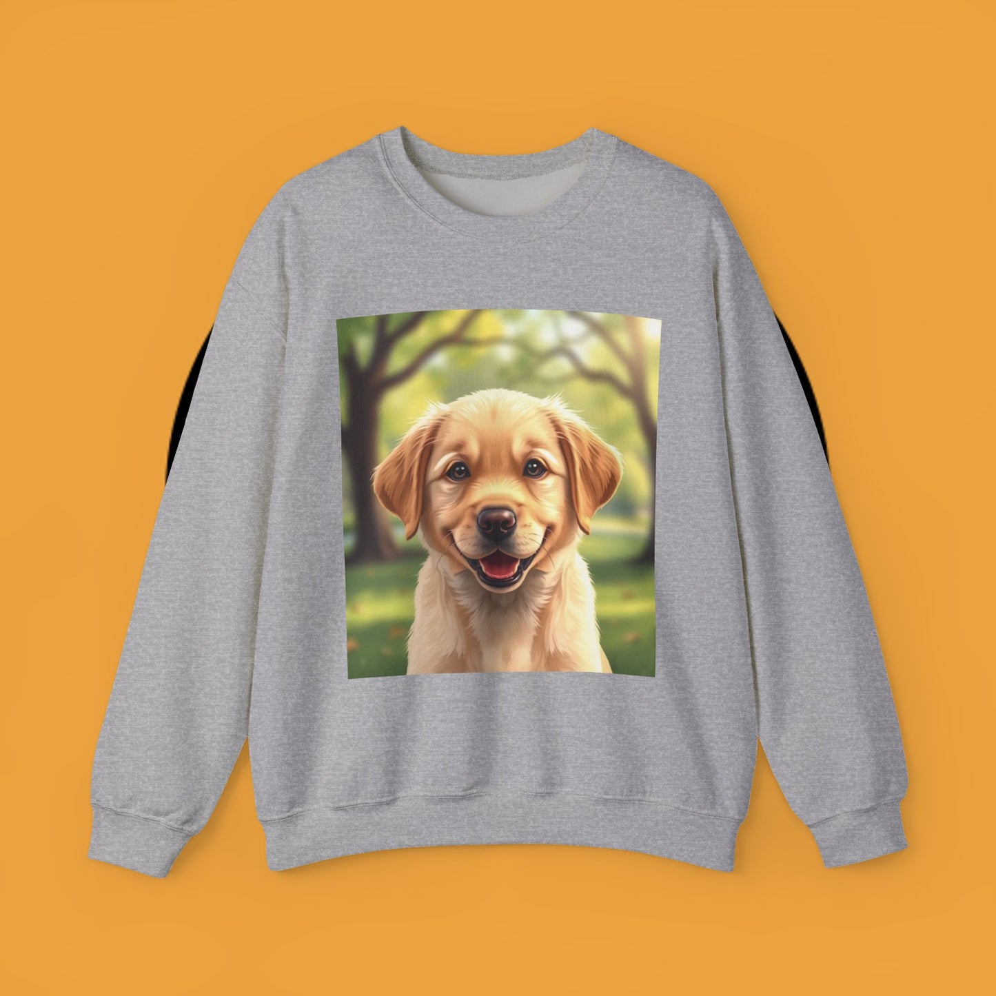 Crewneck Sweatshirt - Adorable Puppy Smiling in the Park - Sweet and Happy Golden Retriever