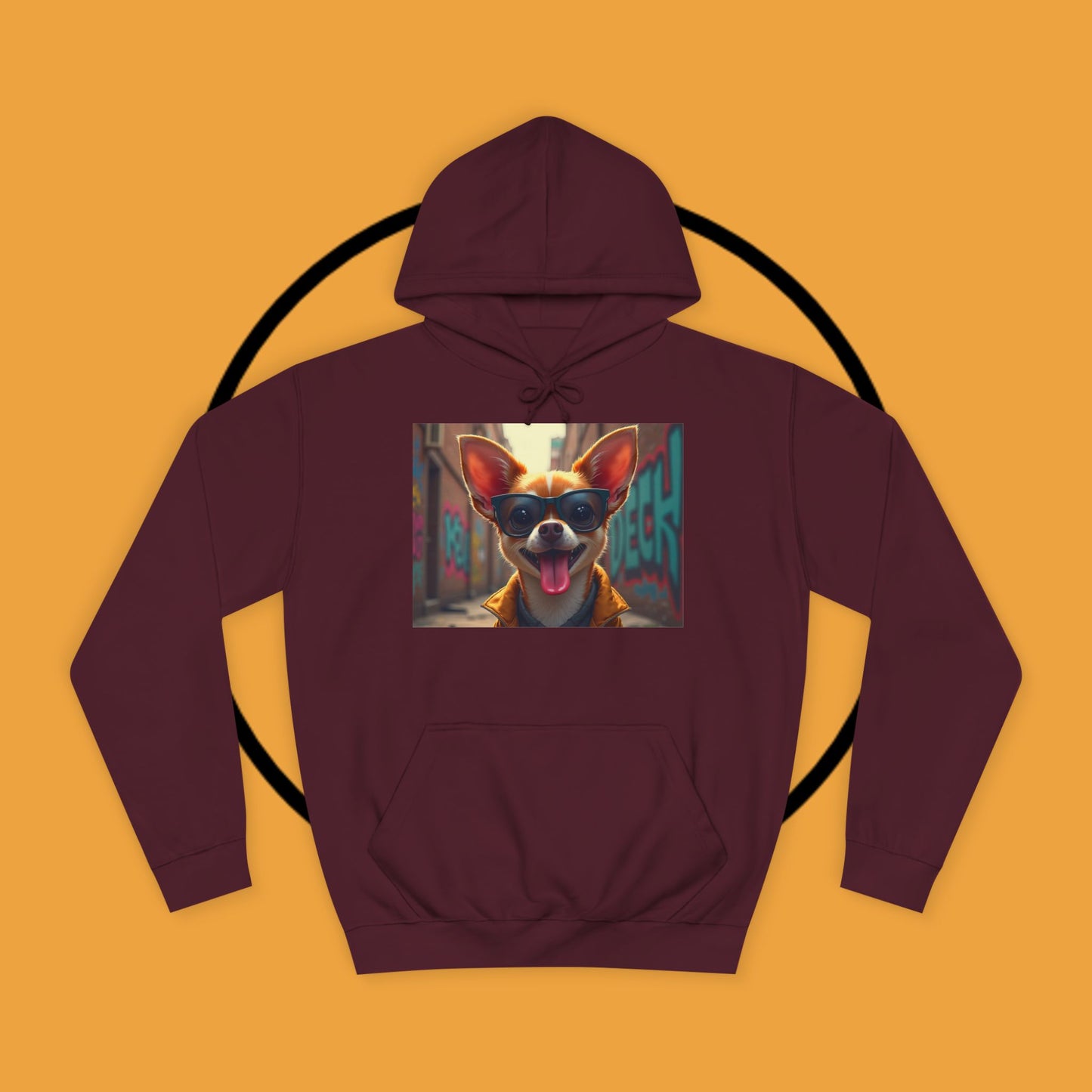 "Hip Chihuahua Sunglasses Hoodie | Cool Street Dog Art | Urban Hipster Pet Fashion | Trendy Animal Streetwear"