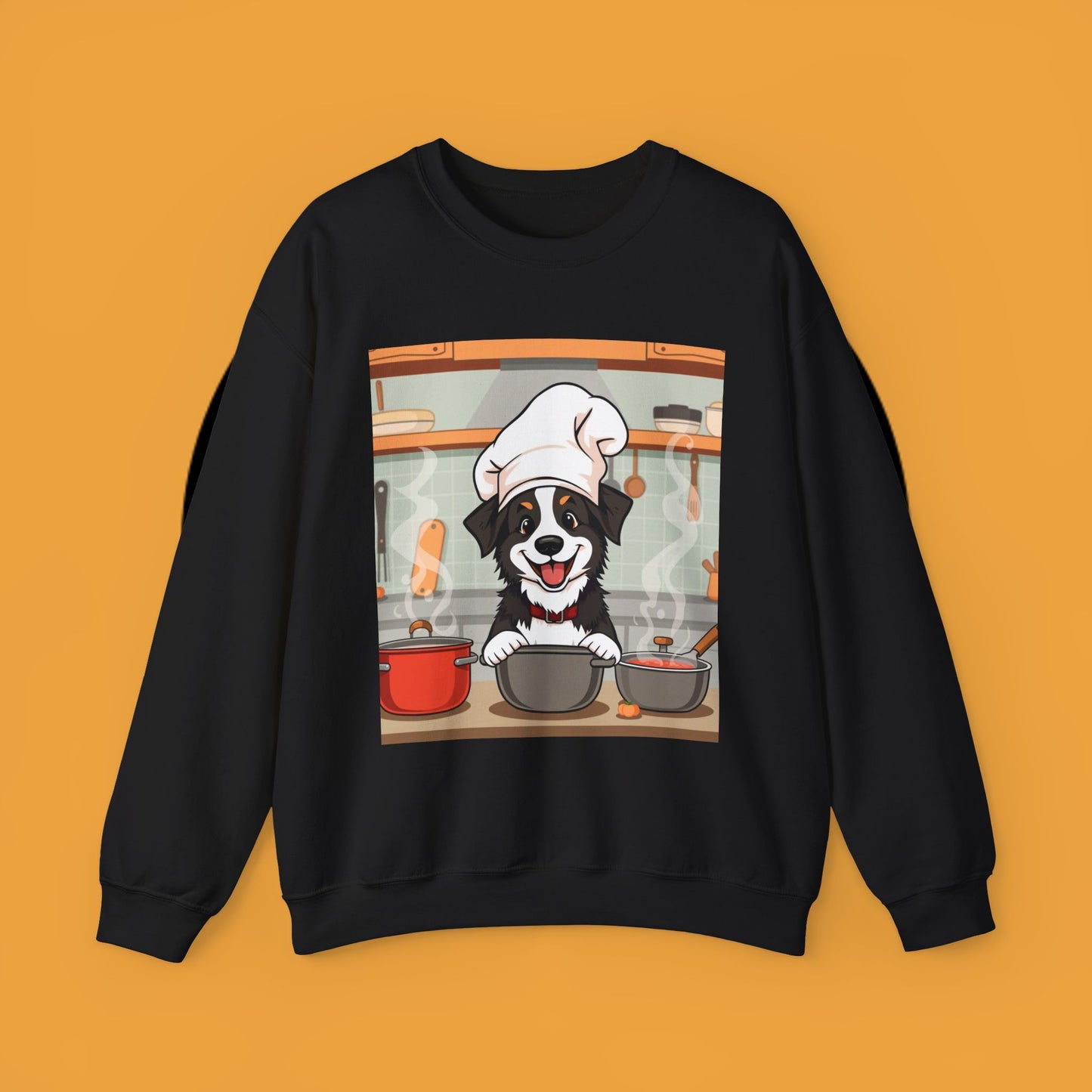 Chef Dog Crewneck Sweatshirt - Cute Puppy Cook with Chef Hat Kitchen Design | Culinary Lover Gift