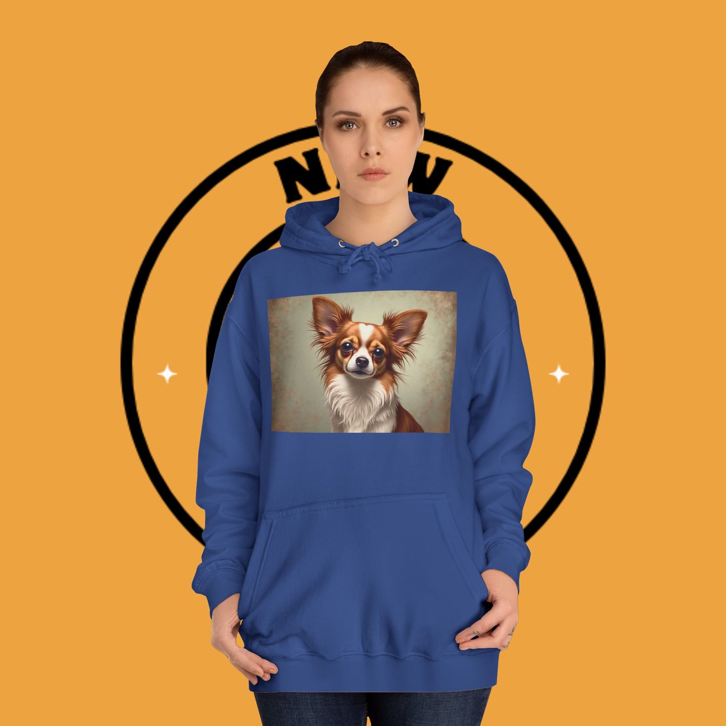 "Long Haired Chihuahua Portrait Hoodie | Elegant Pet Art | Classic Dog Painting Style | Beautiful Chihuahua Gift"