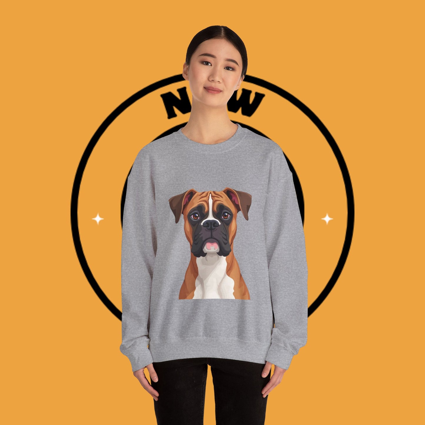 Classic Boxer Dog Portrait Crewneck Sweatshirt | Elegant Dog Lover Gift | Minimalist Boxer Art