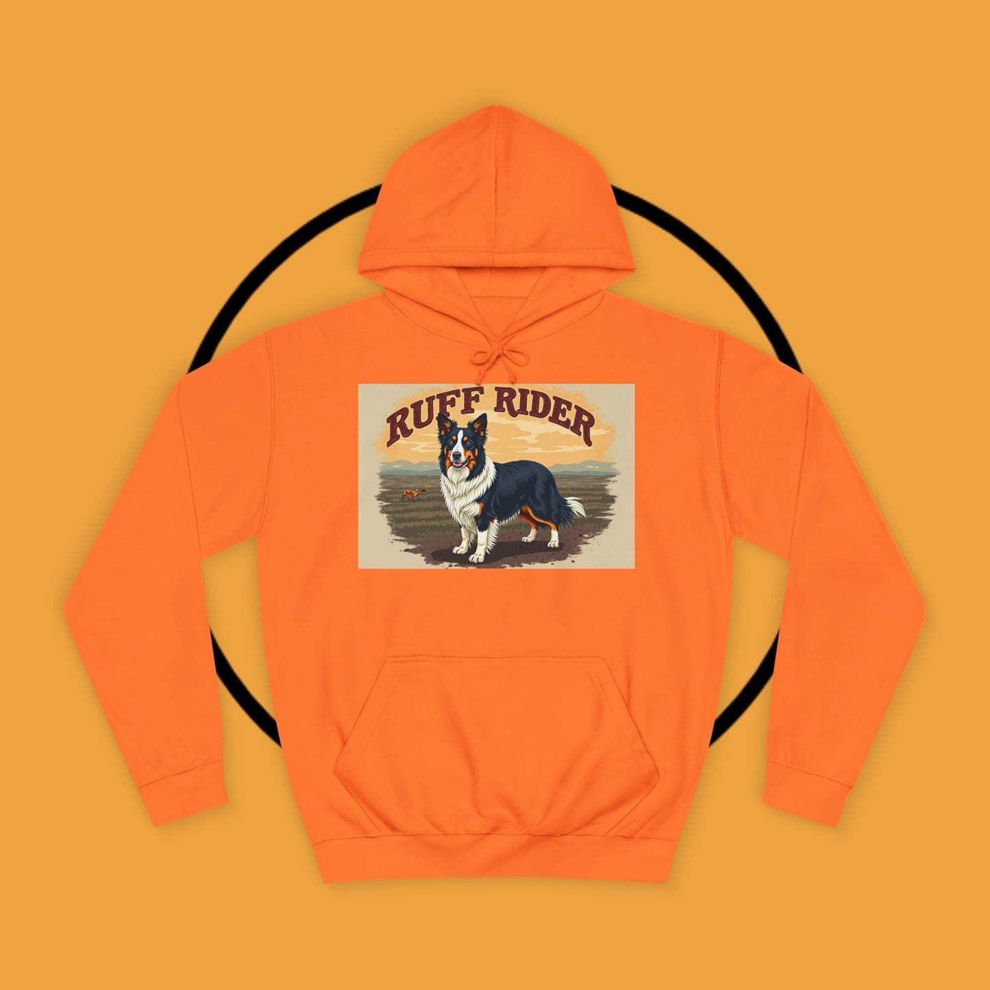 "Ruff Rider Border Collie Hoodie - Vintage Western Dog Lover Sweatshirt | Premium Quality Comfort Wear"
