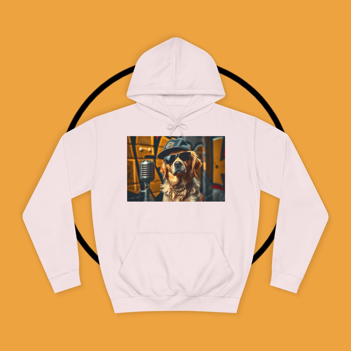 Hip Hop Hound - Cool Dog Rapper with Microphone - Rapper Dog Hoodie: Street Style Icon with Retro Vibes - Unisex Hoodie