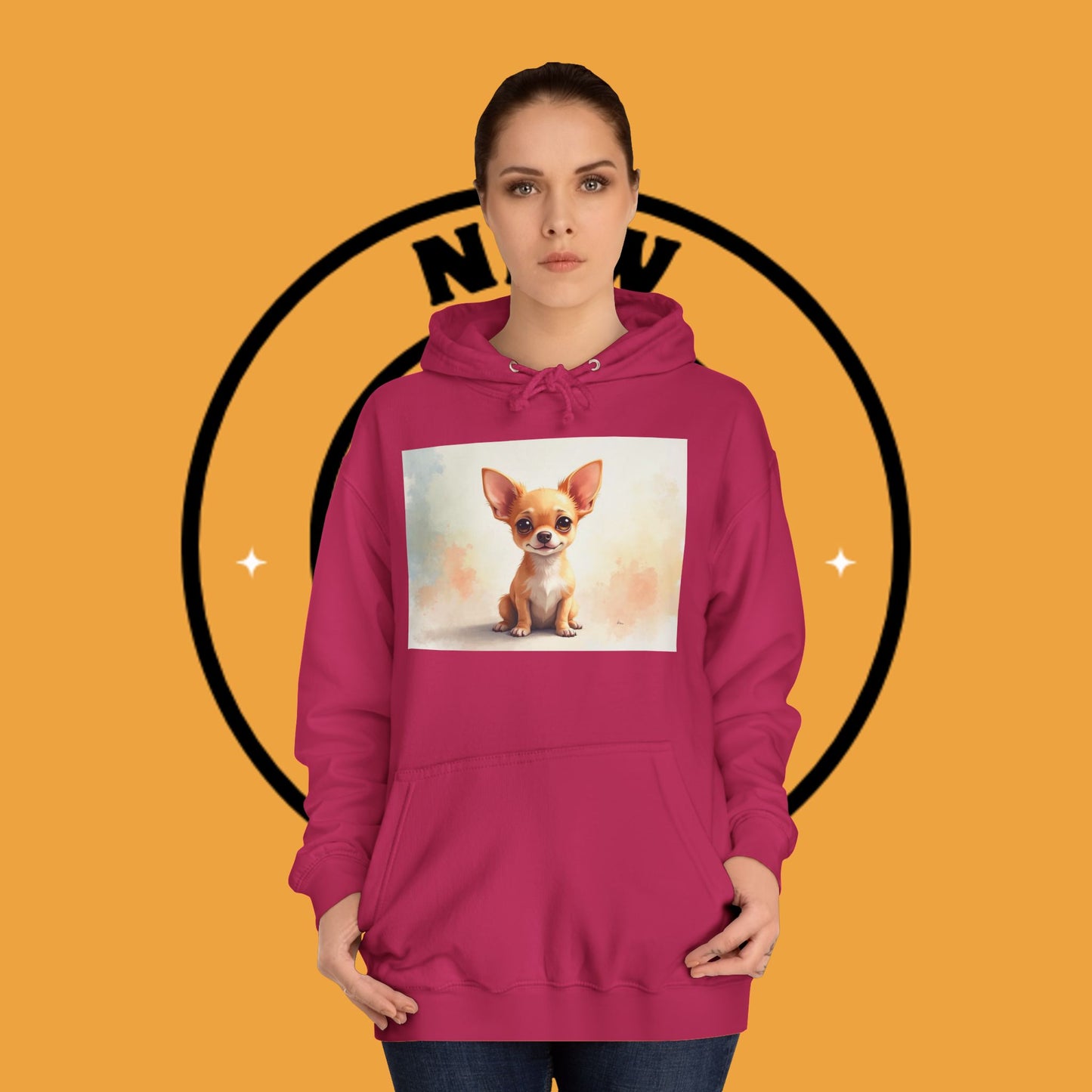 Watercolor Chihuahua Puppy Hoodie - Artistic Dog Portrait Sweatshirt