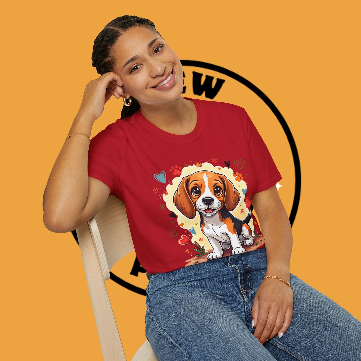 Adorable Beagle Puppy with Hearts & Paws T-Shirt - Cute Dog Love Design Graphic Tee