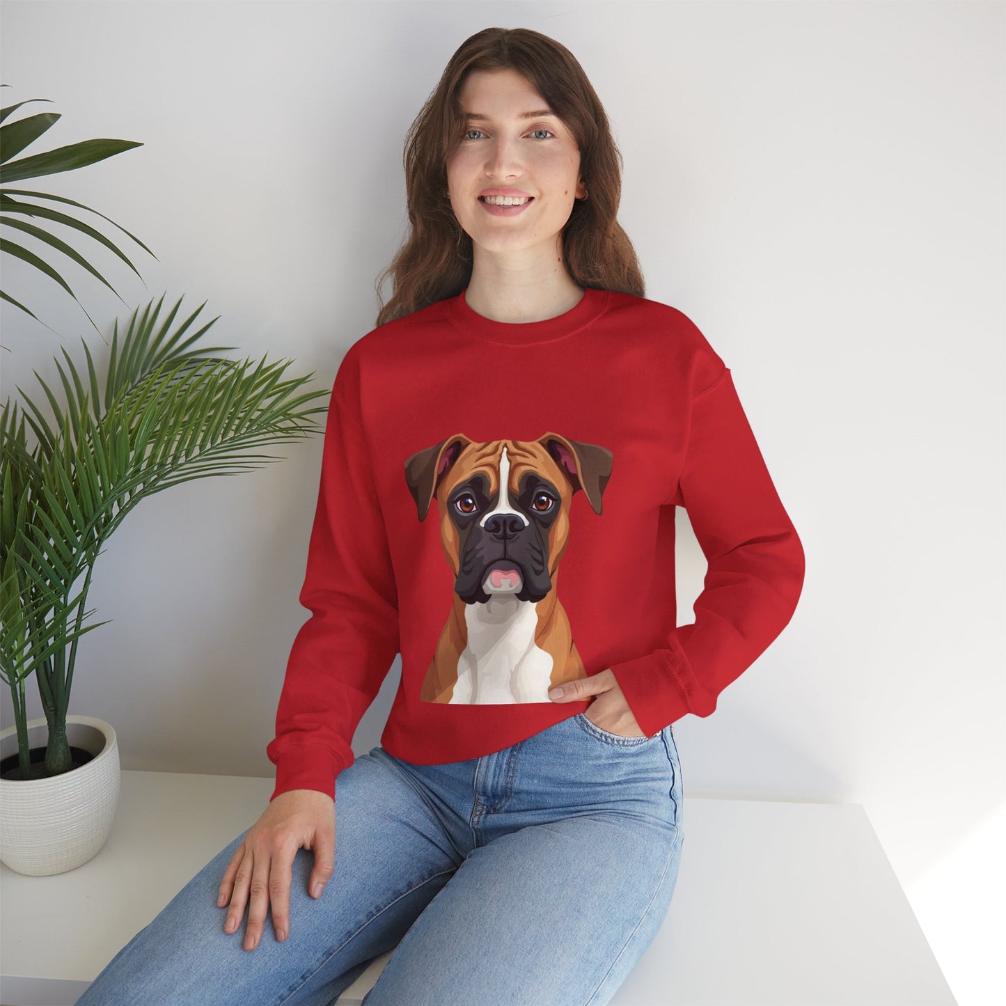 Classic Boxer Dog Portrait Crewneck Sweatshirt | Elegant Dog Lover Gift | Minimalist Boxer Art