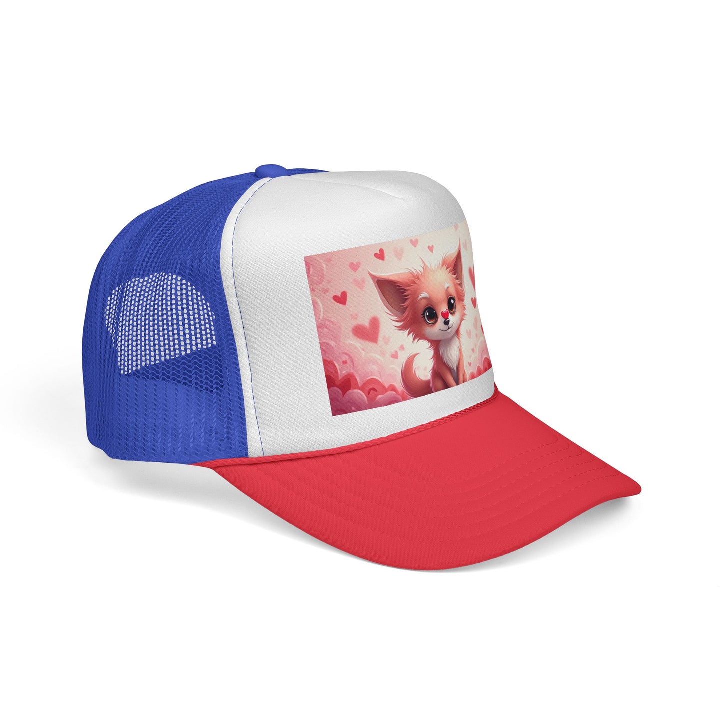 Kawaii Pink Chihuahua Trucker Hat - Cute Heart Design Mesh Cap | Valentine's Day Dog Lover Gift