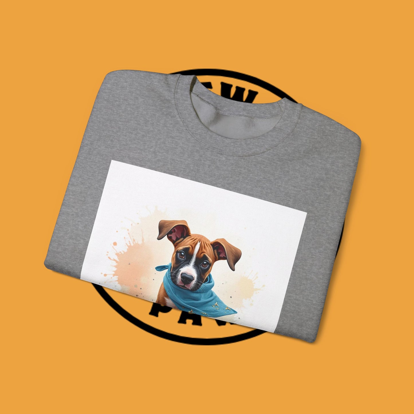Watercolor Puppy Bandana Crewneck Sweatshirt - Artistic Dog Portrait - Unique Pet Lover Gift