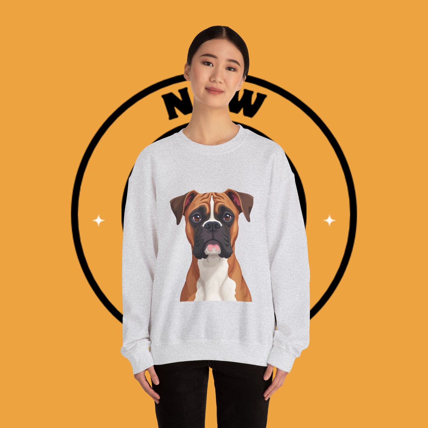 Classic Boxer Dog Portrait Crewneck Sweatshirt | Elegant Dog Lover Gift | Minimalist Boxer Art
