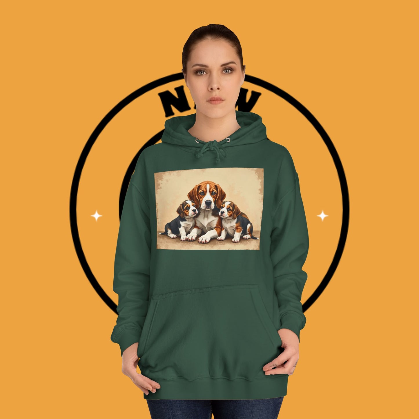 π¨βπ©βπ§βπ¦ Beagle Family Portrait Hoodie - Love Multiplied by Three! πΎ - Unisex Hoodie