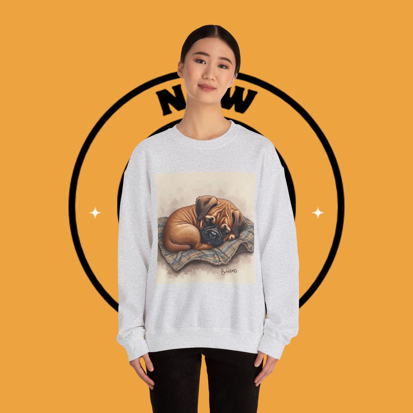 Sleeping Boxer Puppy Crewneck Sweatshirt - Cozy Dog Art Design - Comfort Wear for Pet Lovers