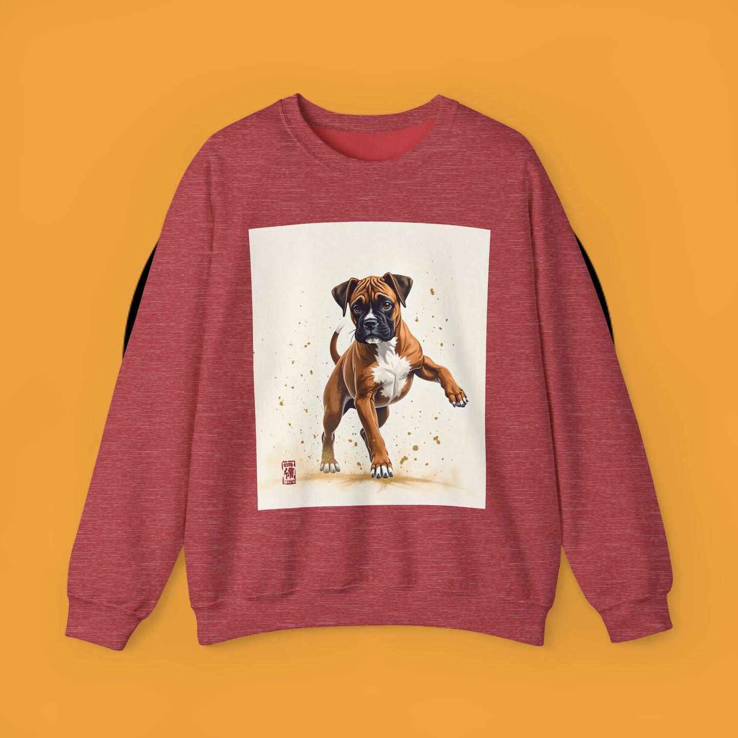 Running Boxer Puppy Crewneck Sweatshirt | Artistic Dog Lover Gift | Dynamic Movement Design
