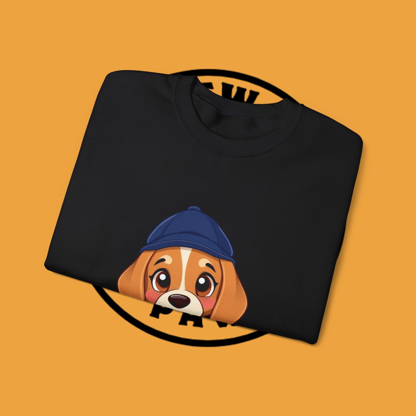 Beagle Puppy Crewneck Sweatshirt with Hat - Adorable Kawaii Dog Design