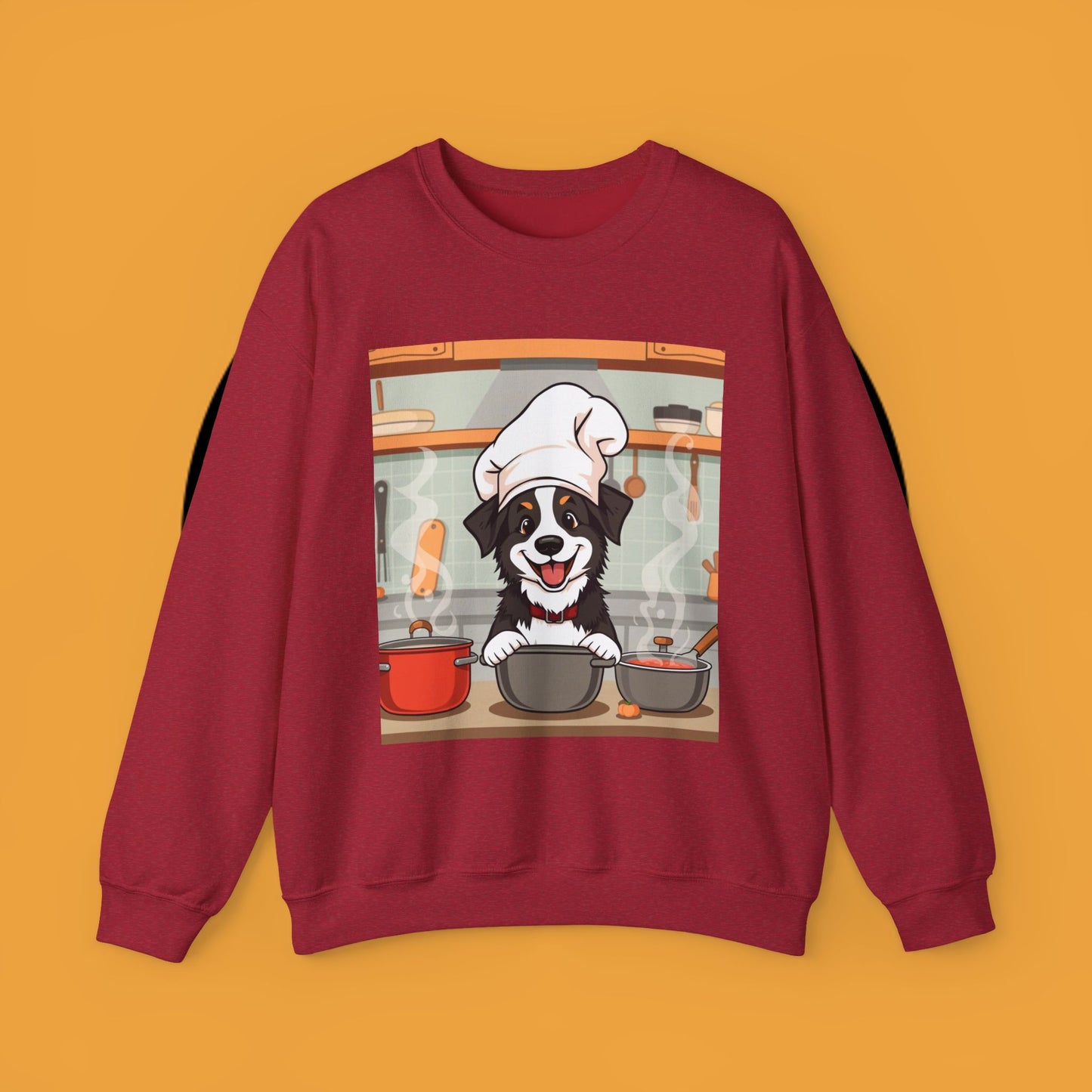 Chef Dog Crewneck Sweatshirt - Cute Puppy Cook with Chef Hat Kitchen Design | Culinary Lover Gift