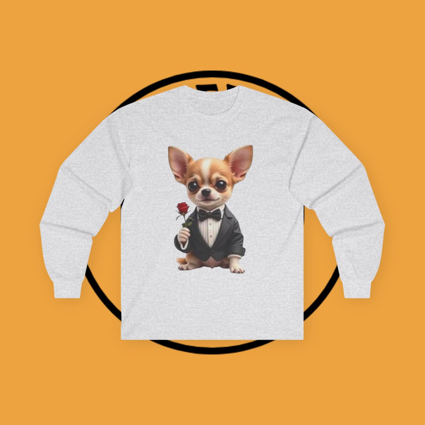 ๐น Gentleman Chihuahua Long Sleeve Tee - Dapper Dog in Tuxedo Design