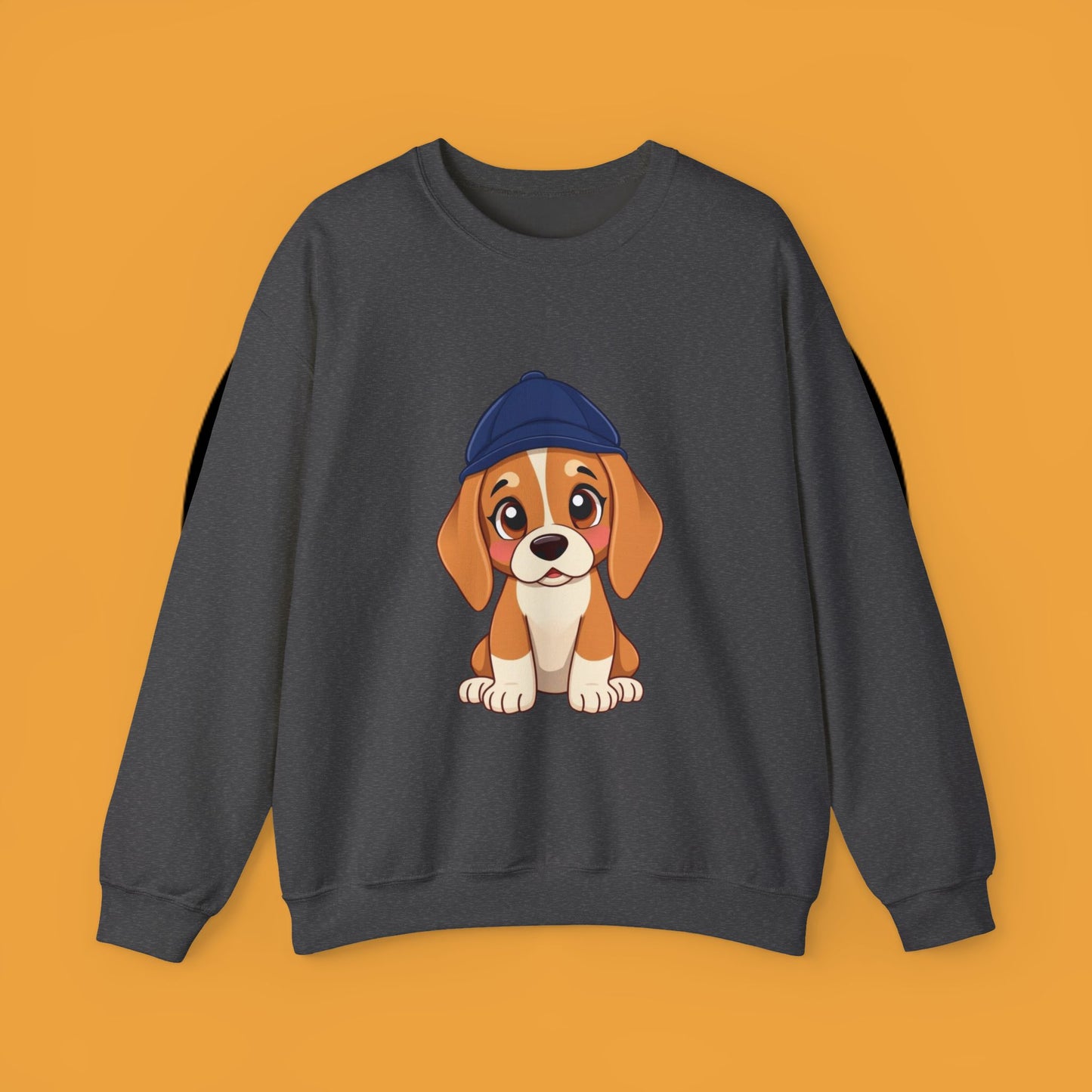 Beagle Puppy Crewneck Sweatshirt with Hat - Adorable Kawaii Dog Design