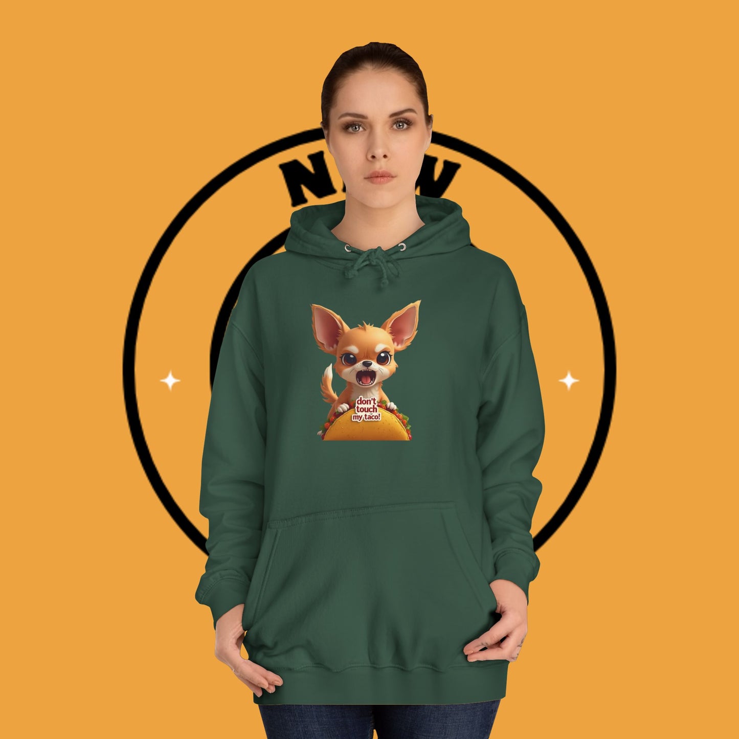 "Don't Touch My Taco Chihuahua Hoodie | Angry Dog Food Protection | Funny Mexican Pet Meme | Fierce Chihuahua Gift"