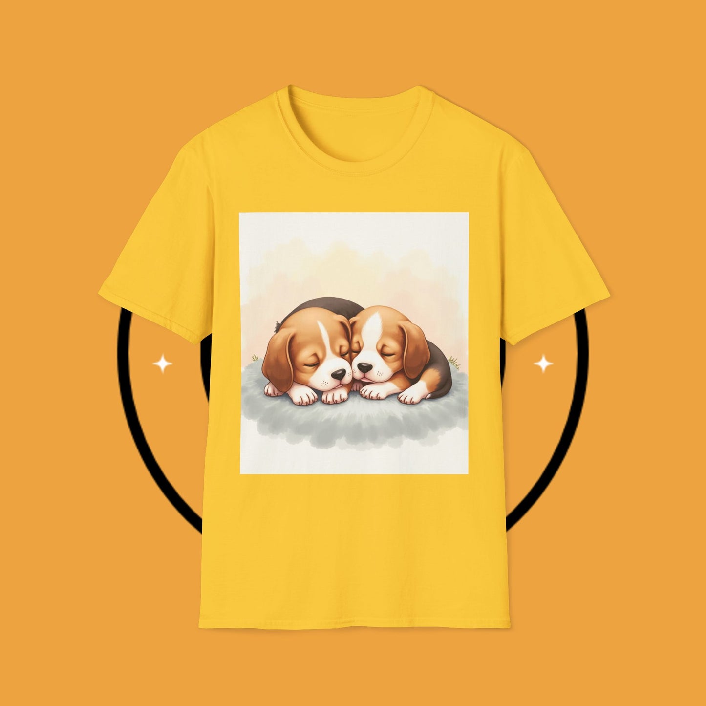 Beagle Twin Puppies Cuddling T-Shirt - Adorable Sleeping Puppies Design | Perfect Gift for Dog Lovers & Siblings