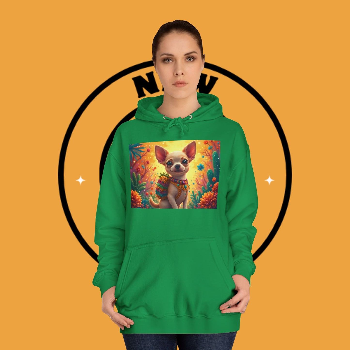 "Mexican Fiesta Chihuahua Hoodie | Day of Dead Dog Art | Colorful Desert Cactus Design | Cinco de Mayo Gift"