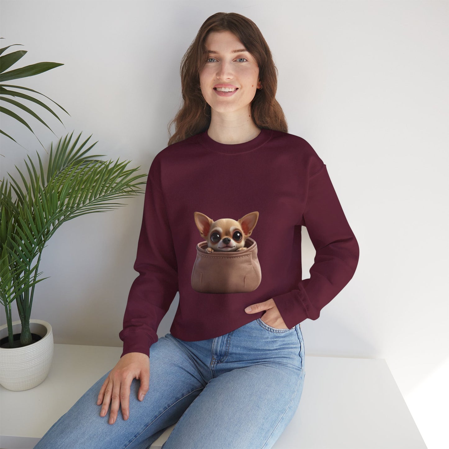 Pocket Chihuahua Sweatshirt - Cute Purse Puppy Design | Small Dog Lover Gift Crewneck