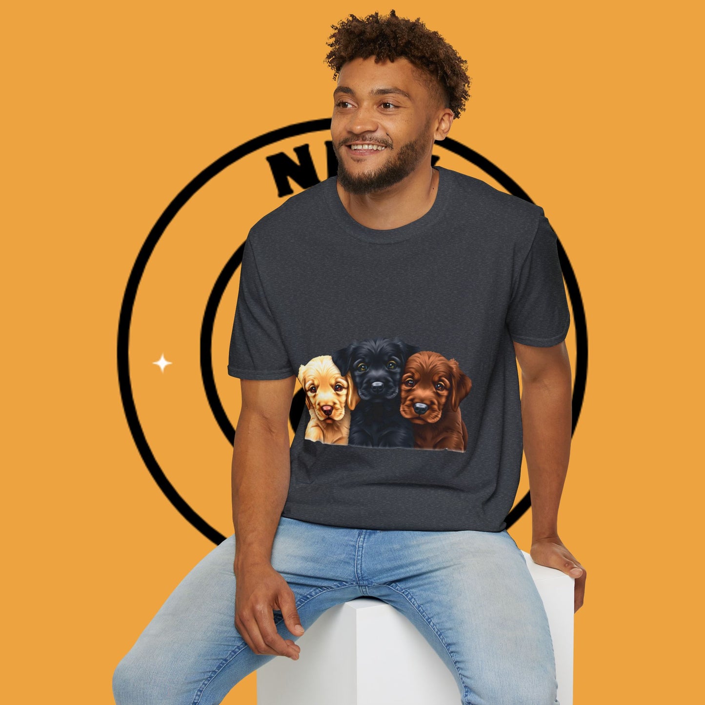 3 Adorable Retrievers Puppys - Dog - Unisex T-Shirt Design "Retriever Squad ๐พ | Trio of Cuteness T-Shirt for Dog Devotees"