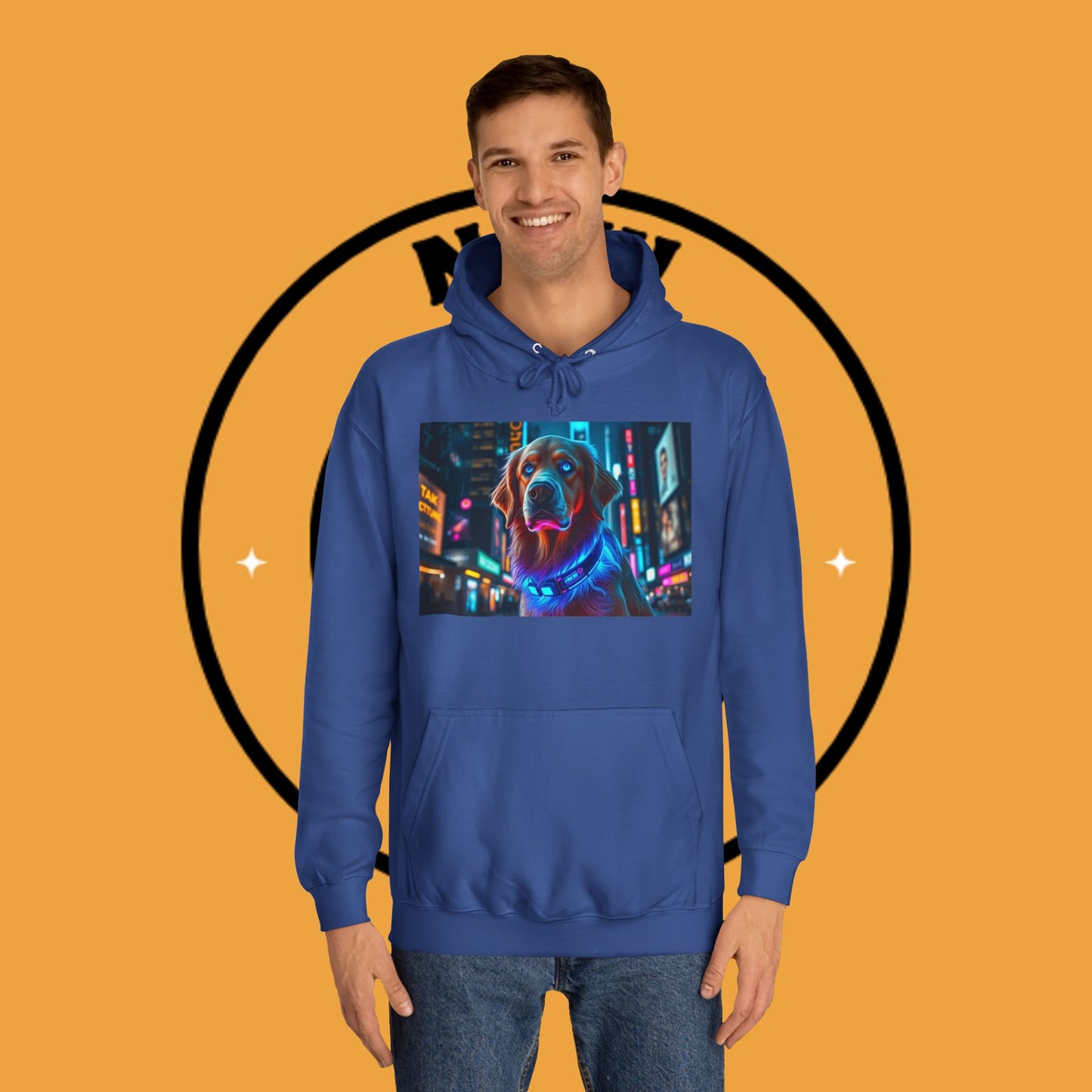Neon City Lights – Futuristic Urban Dog Hoodie - Unisex Hoodies