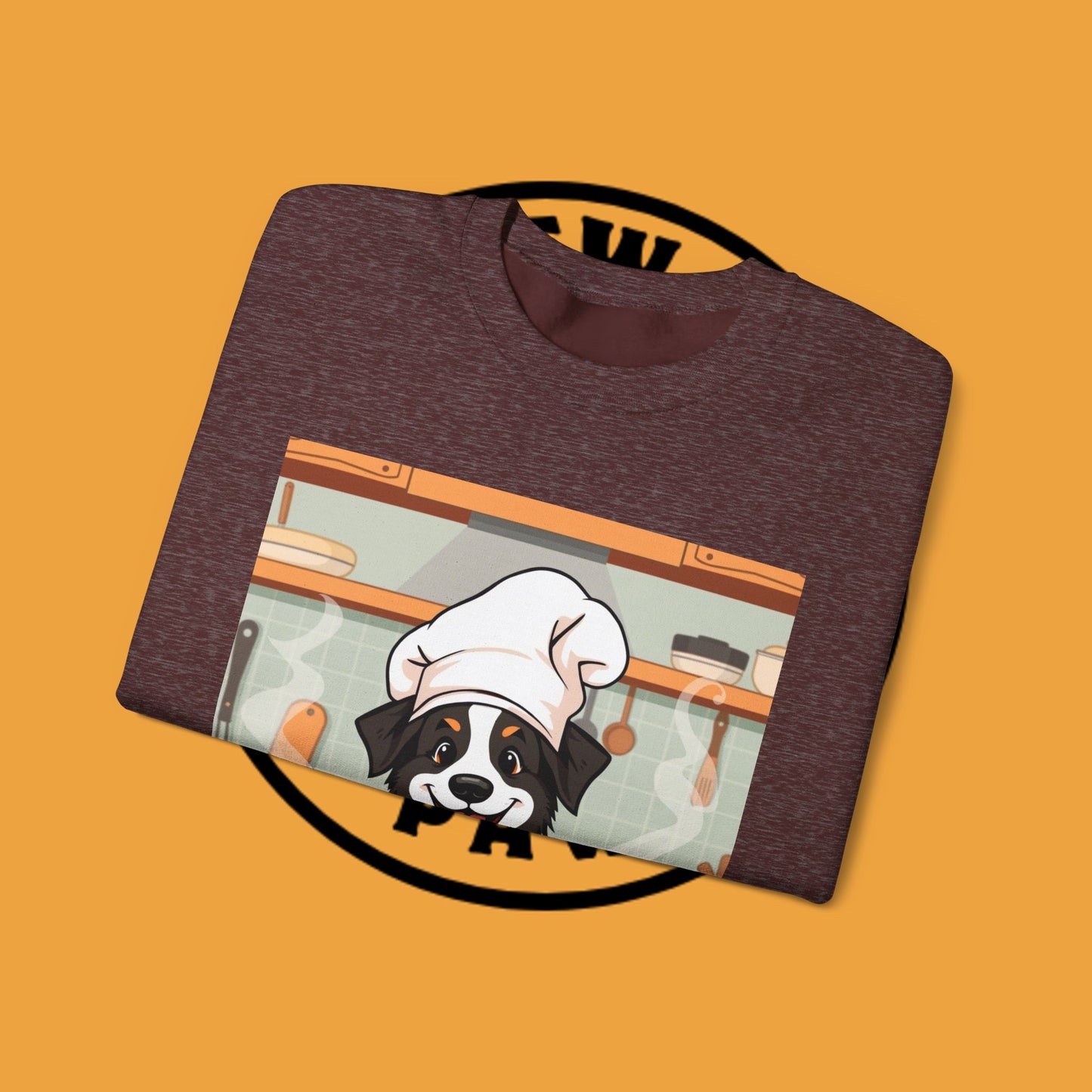 Chef Dog Crewneck Sweatshirt - Cute Puppy Cook with Chef Hat Kitchen Design | Culinary Lover Gift
