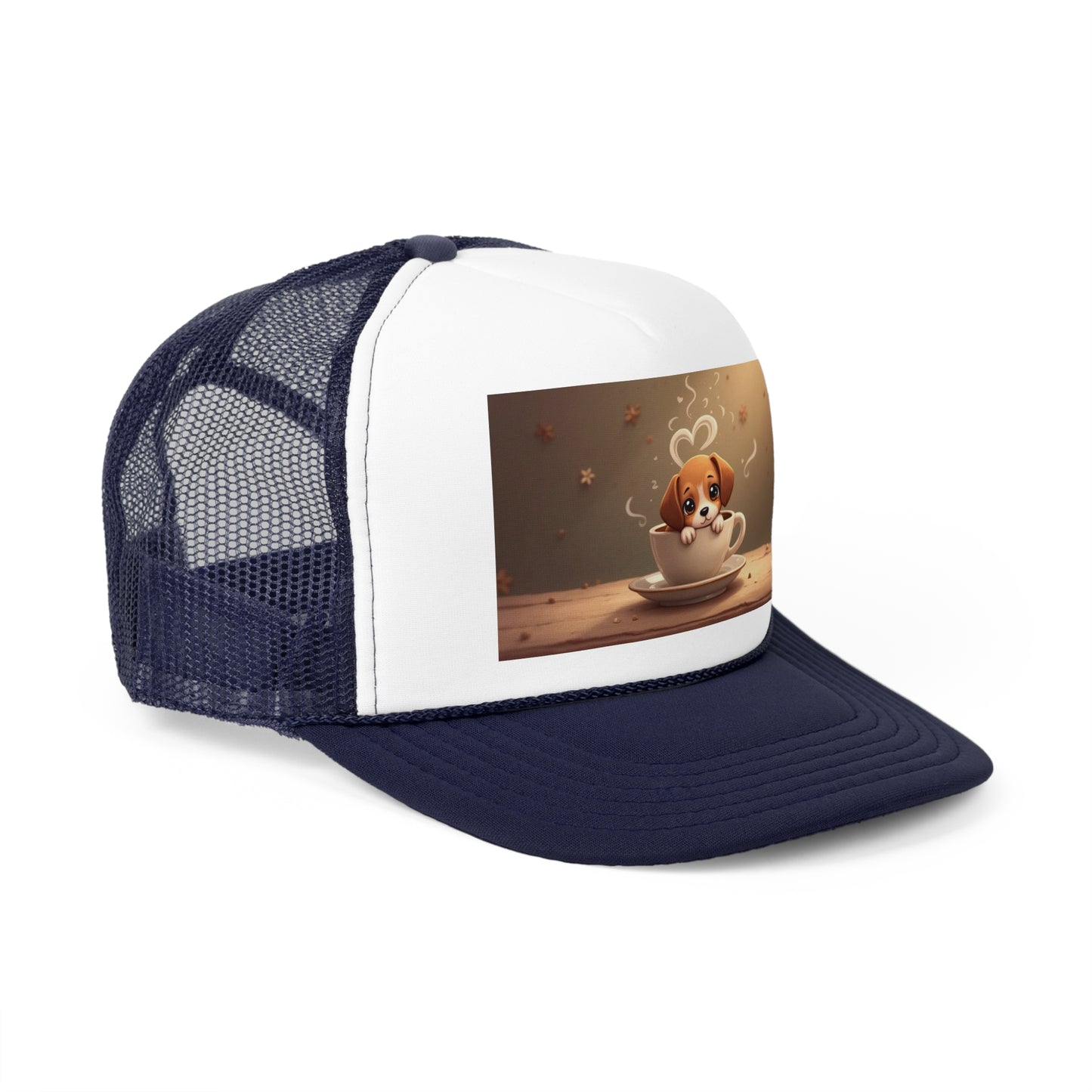 Adorable Beagle Puppy in Coffee Cup Trucker Hat - Teacup Dog Lover Unisex Cap