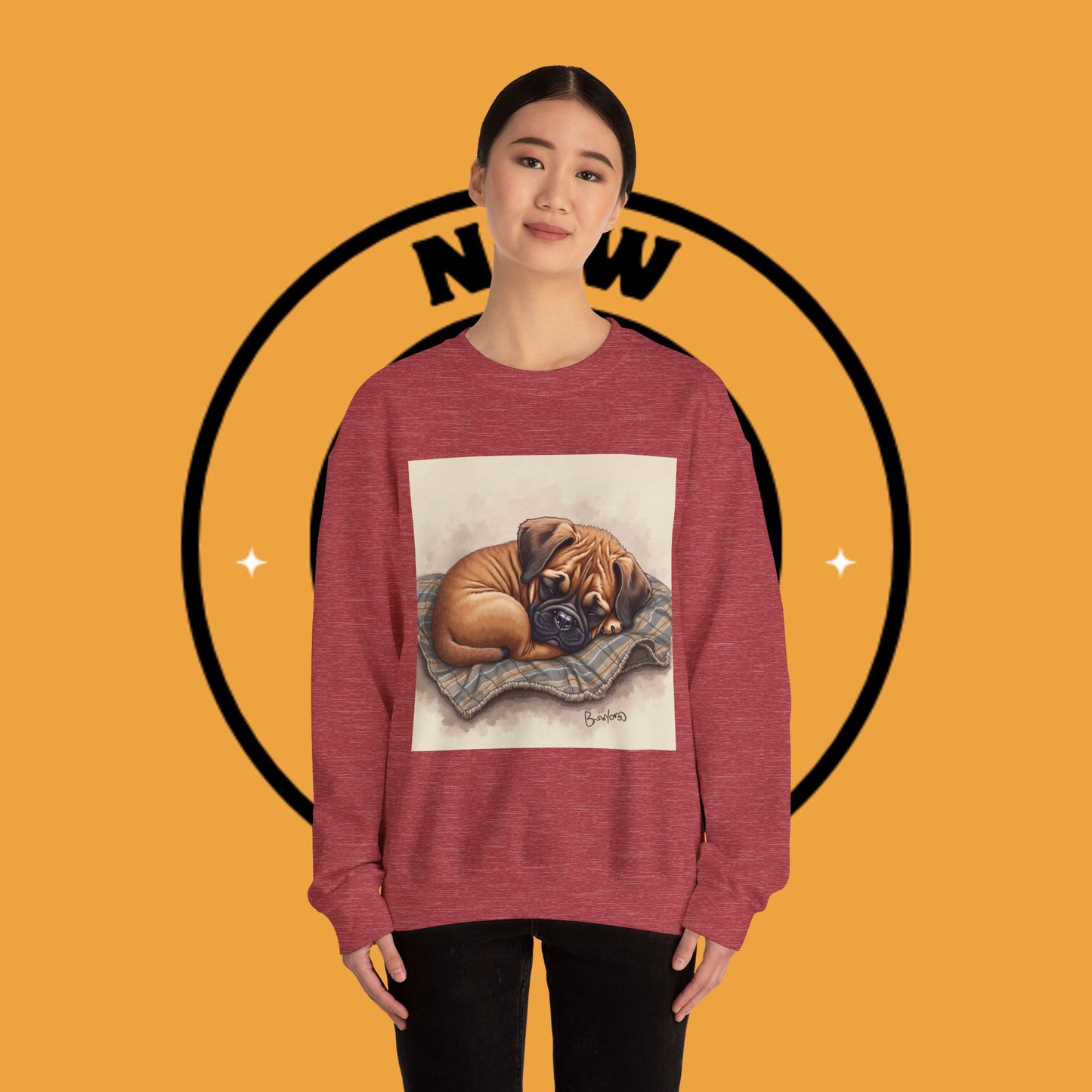 Sleeping Boxer Puppy Crewneck Sweatshirt - Cozy Dog Art Design - Comfort Wear for Pet Lovers