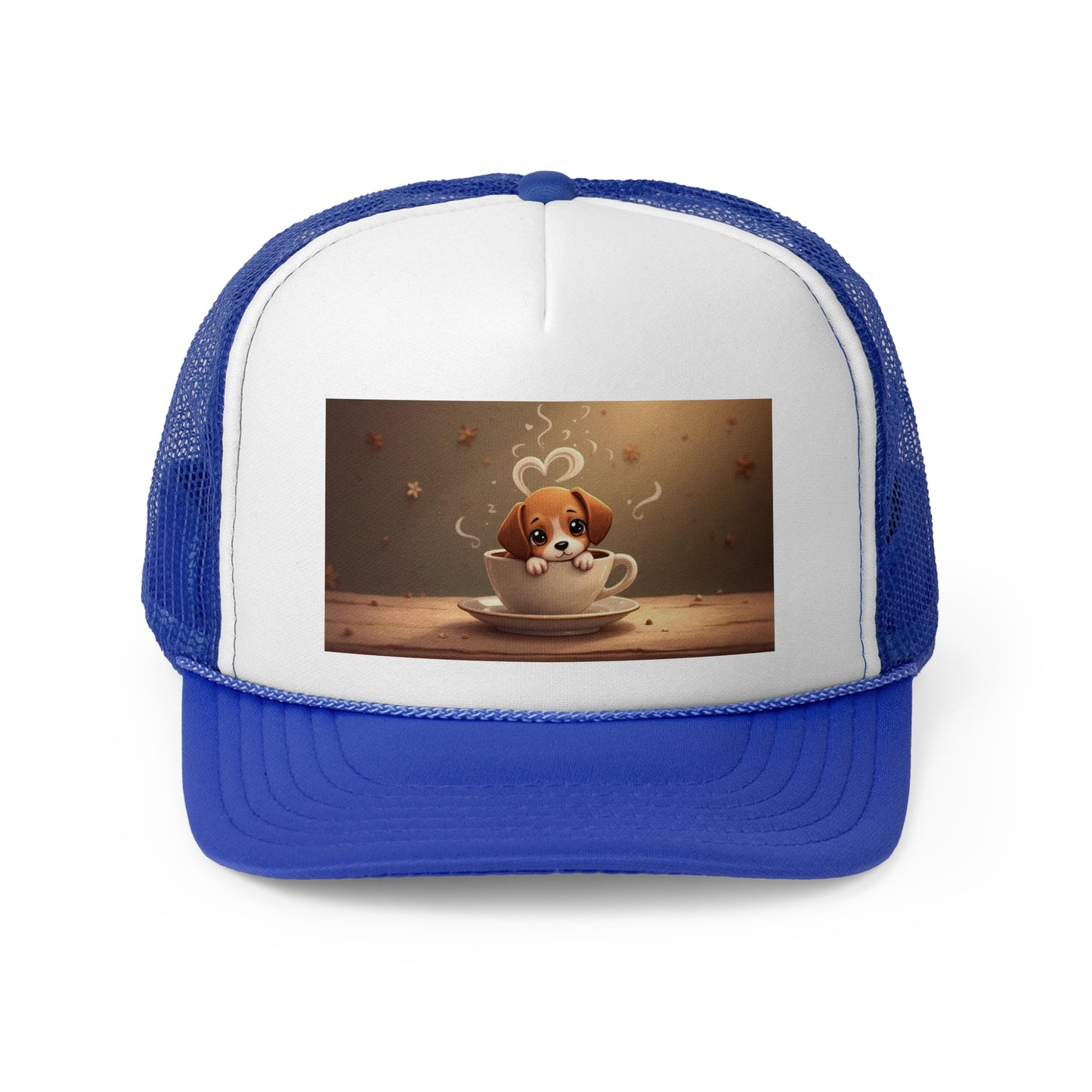 Adorable Beagle Puppy in Coffee Cup Trucker Hat - Teacup Dog Lover Unisex Cap